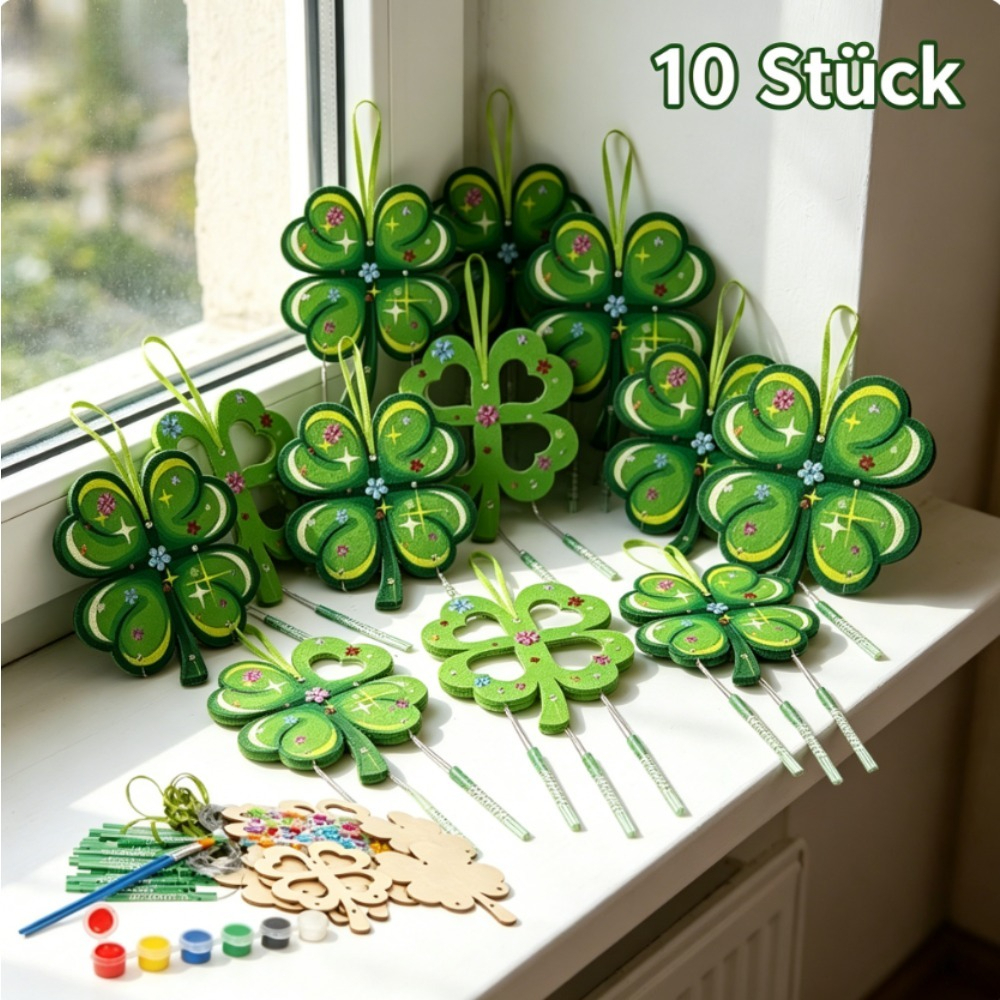 58-Piece DIY Craft Kit For A Four-Leaf Clover Wind Chime With Wooden Leaves, Silver Wire, And Accessories—Part