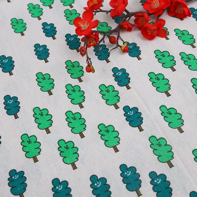 Cotton And Hemp Cloth Plant Tower Series Thickened Printed Fabric Storage Cloth Smiley Little Tree - Shop at LoveMi