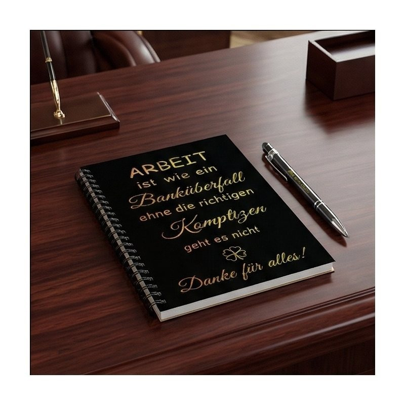 Gifts For Coworkers: 12-Piece Set, 6 Black Notebooks With Gold Spiral Binding And 6 Gold Ballpoint Pens, Elega