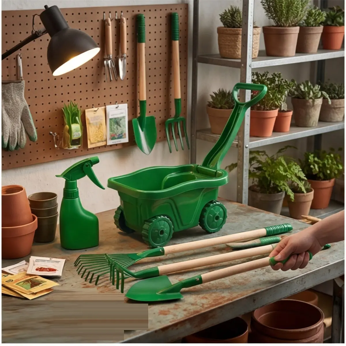 7-Piece Green Garden Tool Set