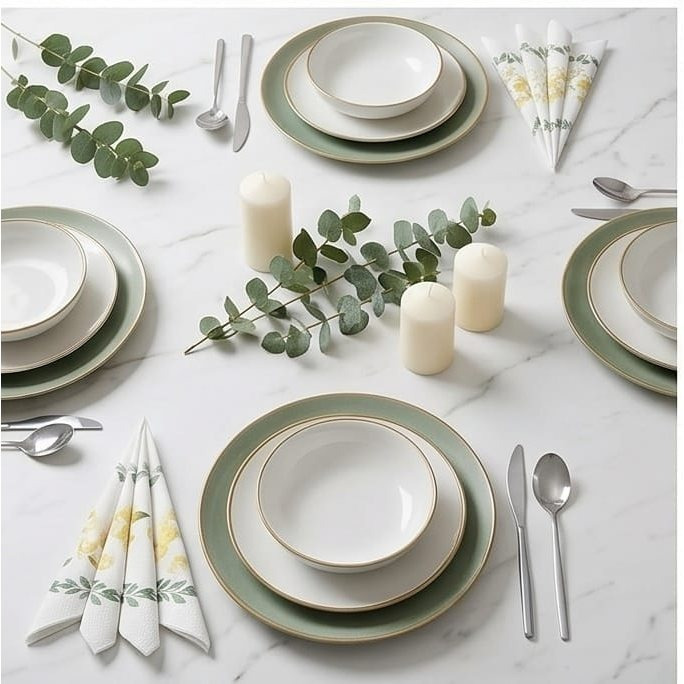 Napkins With Green Leaves And Fish Pattern - 40 Count For Table Decorations - High-Quality Paper Napkins For P