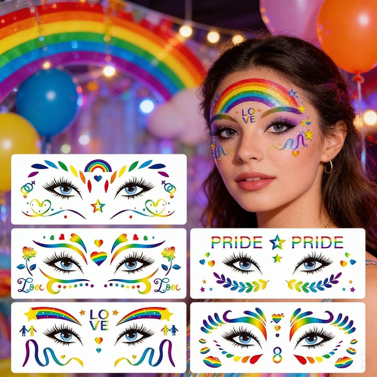 10-Piece Rainbow Carnival Accessories For Colorful Celebrations And Party Decorations