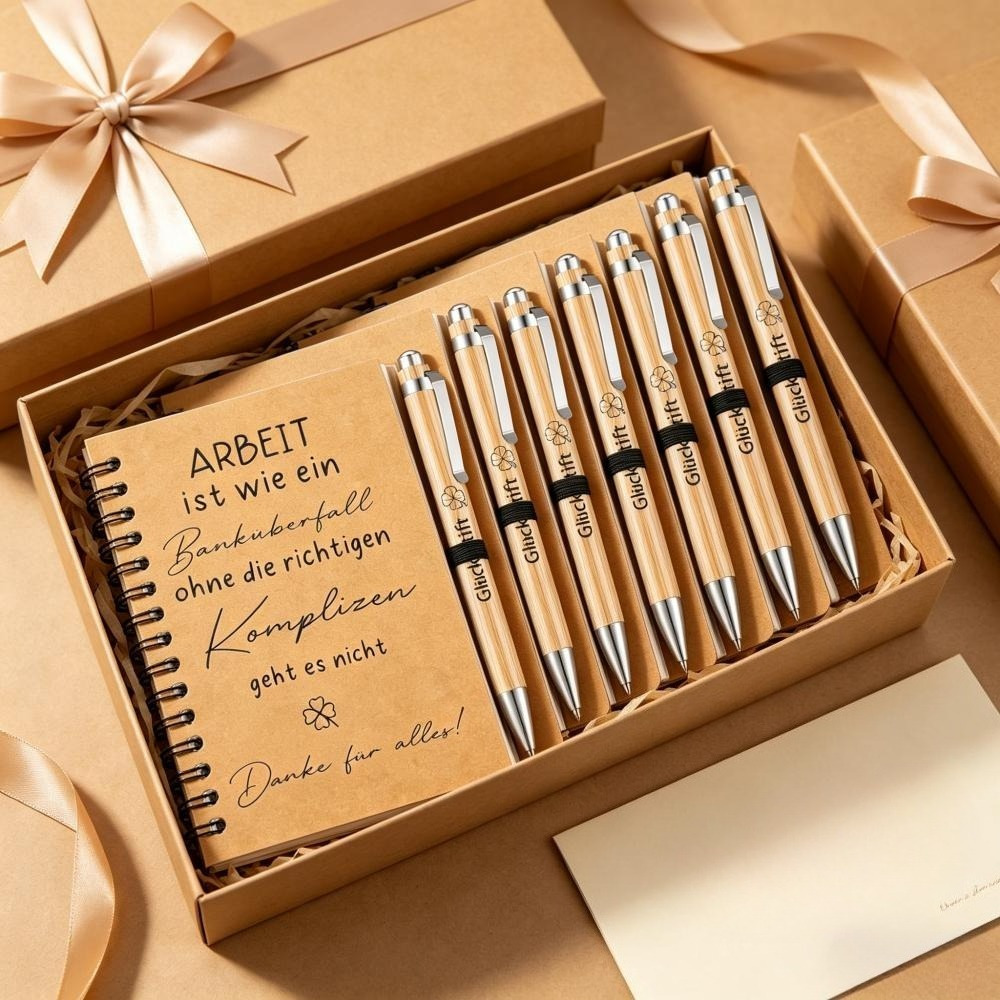 12-piece “Thank You” Gift Set With 6 “lucky” Pens And 6 Spiral-bound Notebooks For Newcomer Party Decorations