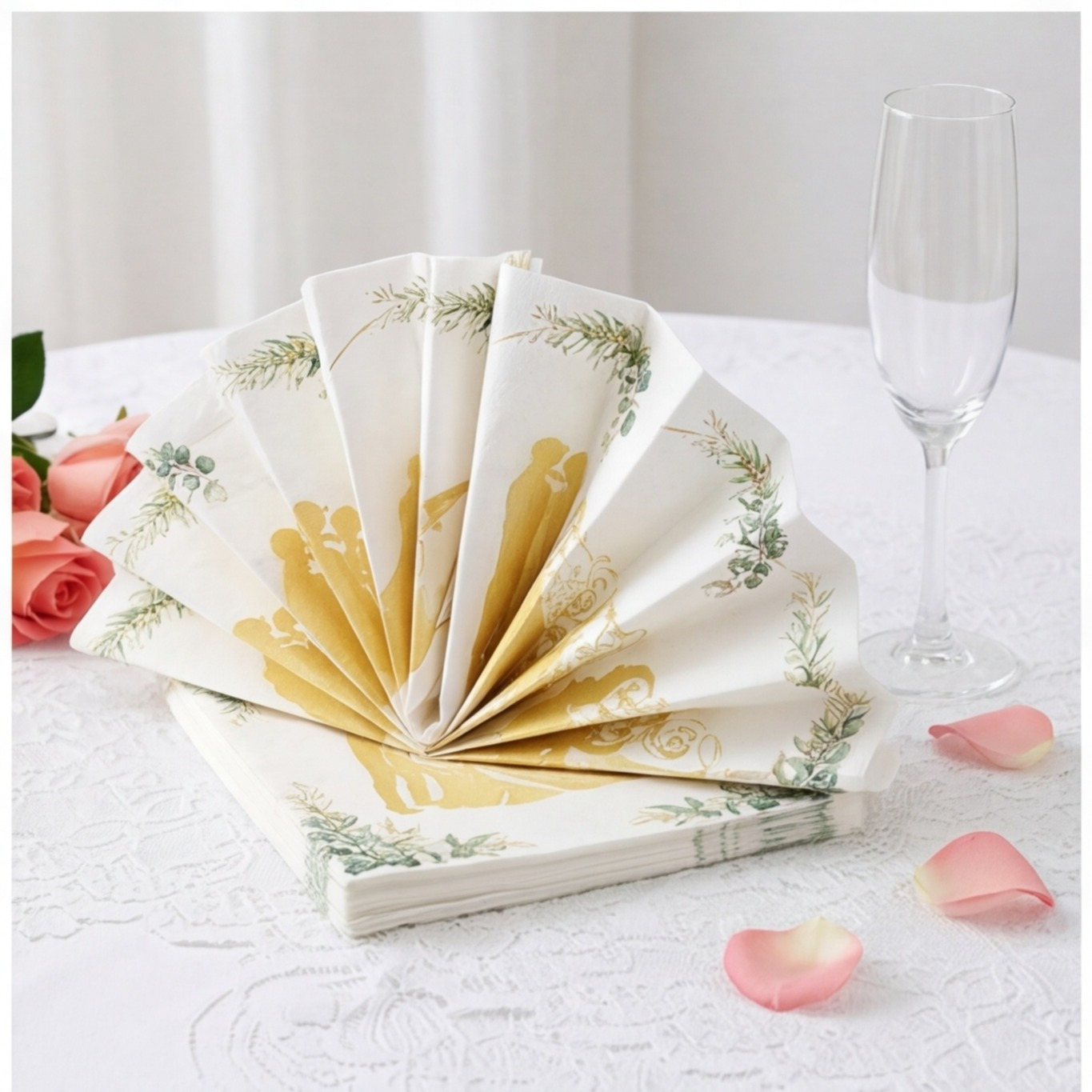 Set Of 80 Wedding Napkins, Elegant Table Napkins In Cream Or White, High-quality Paper Napkins For Festive Wed