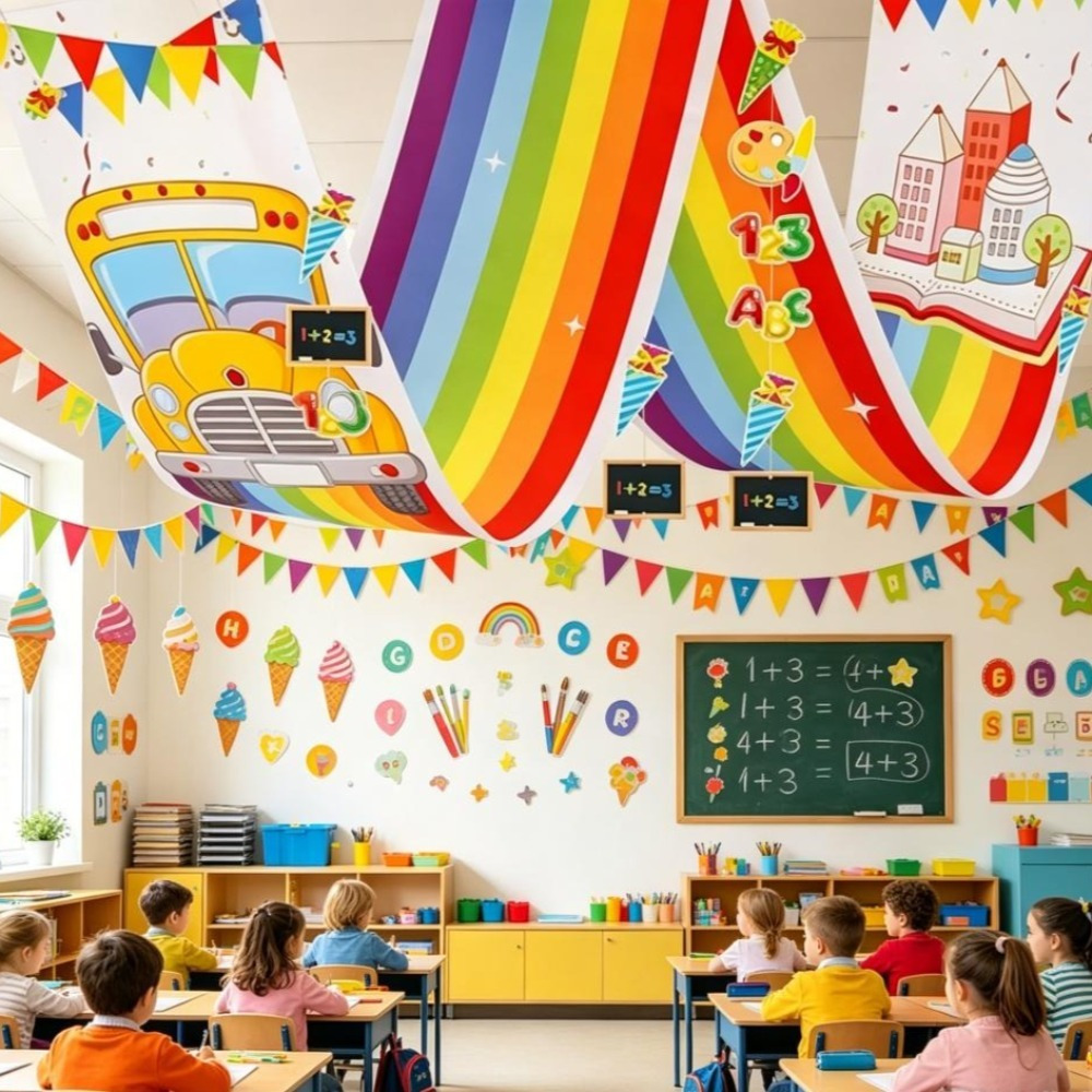 First Day Of School Decoration Set With Push Pins, String, And Ceiling Decorations—Party Decorations