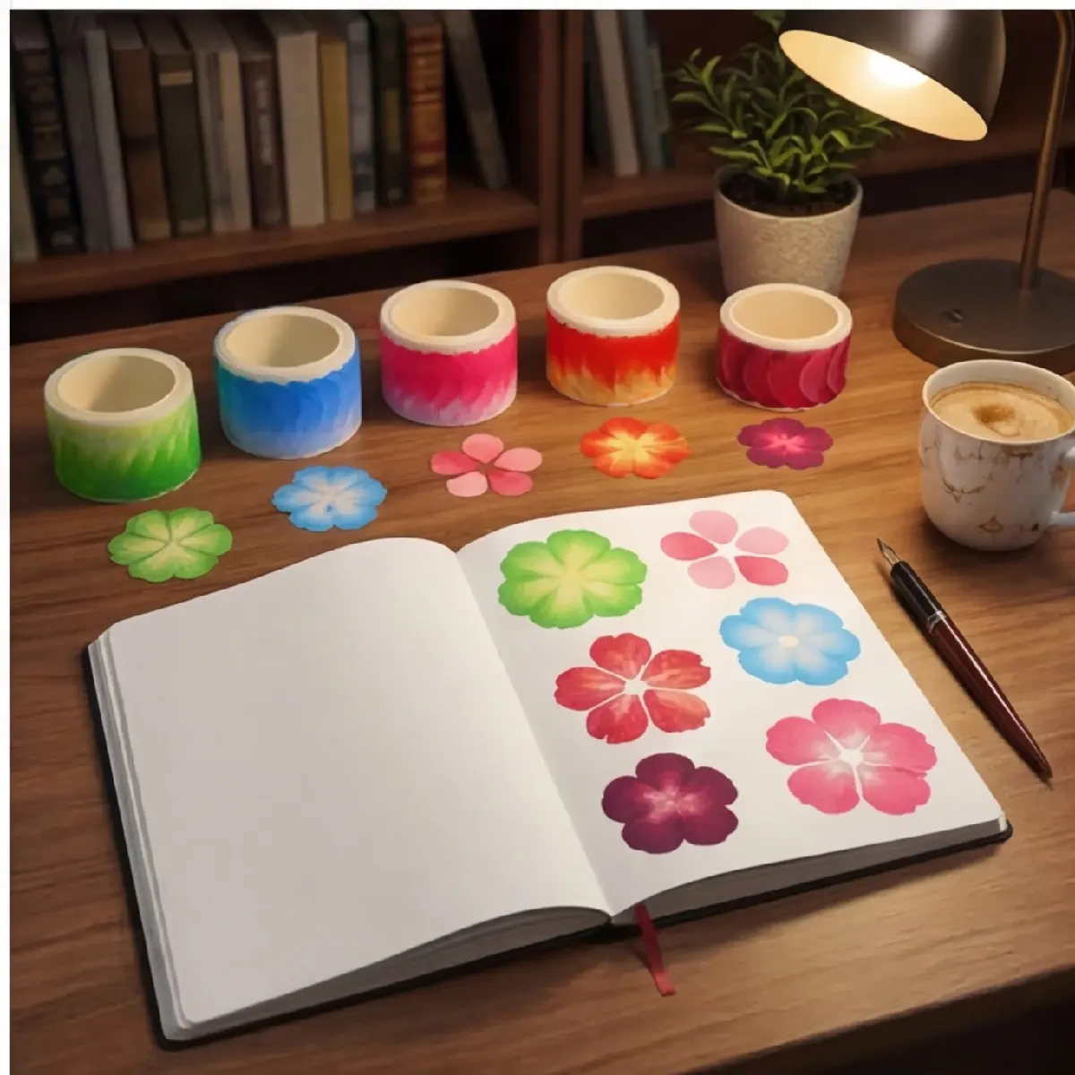 6-Roll Floral-Pattern Decorative Tape, Washi Tape Set