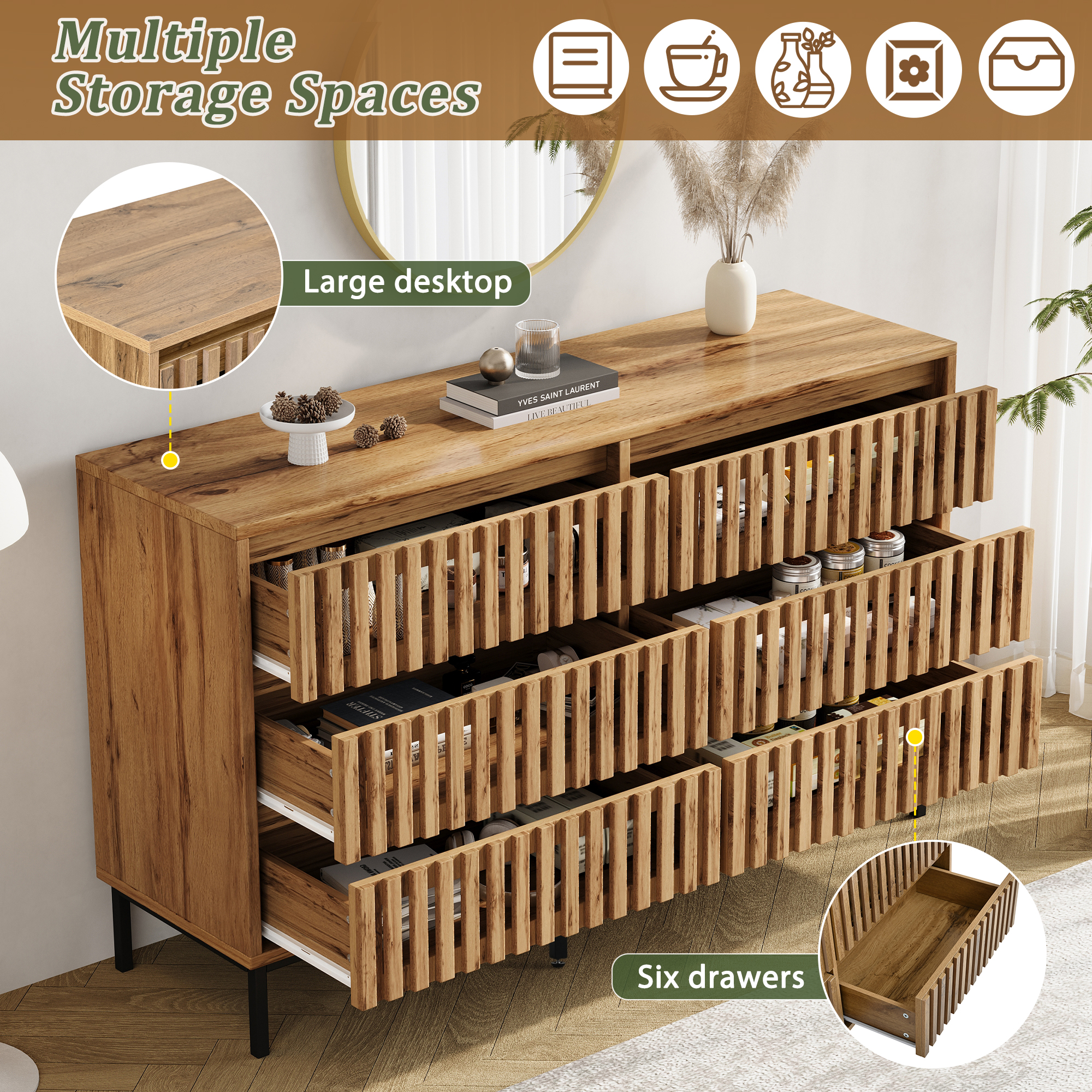 Sideboard ,Storage Cabinet,Kitchen Cupboard ,120 X 40 X 81 Cm,Wood — image 4