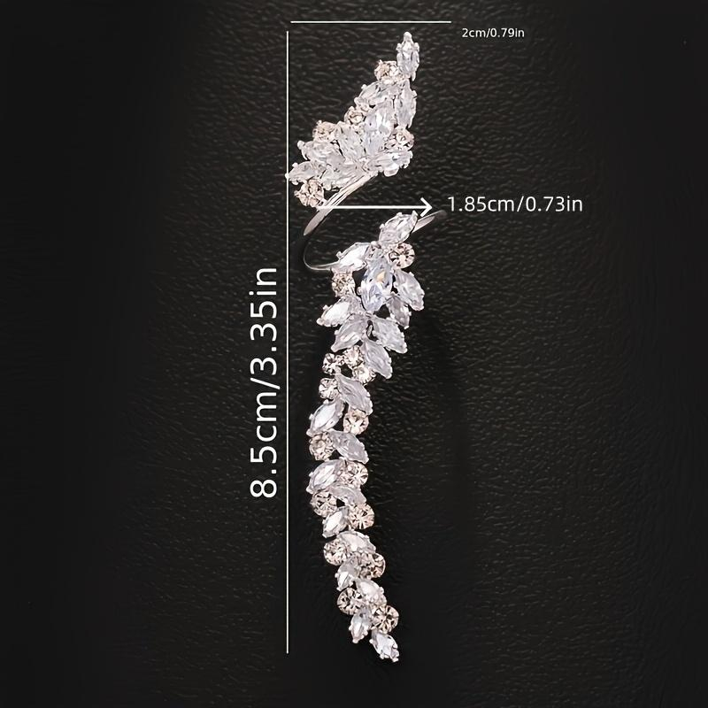 Women's Gold-tone Ring With Rhinestone Leaf Design - Statement Long Finger Accessory
