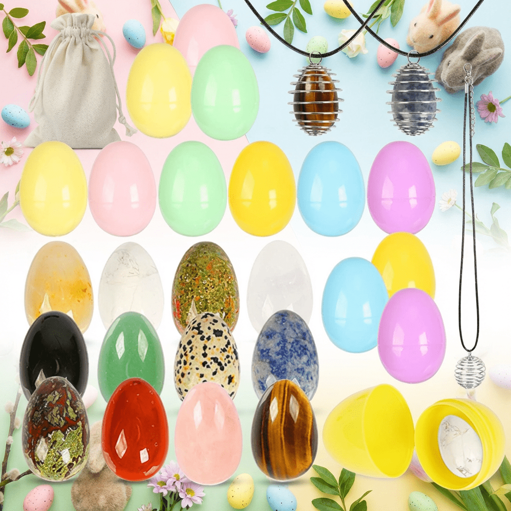 Easter Egg Decoration Set (12-piece) With Cotton Cloth Pouch And Ornaments—Party Decorations