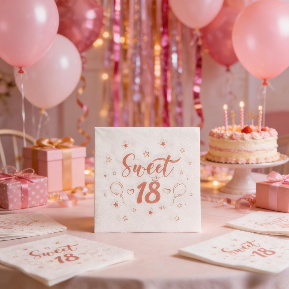18th Birthday Napkins – 40 Pieces In Soft Pink For Birthday Parties And Party Decorations