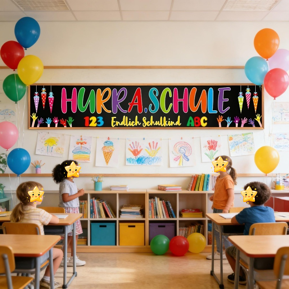 “Finally A Schoolchild Banner,” Colorful First-Day-of-School Pennant Garland For Classrooms & Back-to-School Parties, Cheerful Back-to-School Decor With Letters & School-Themed Party Decorations