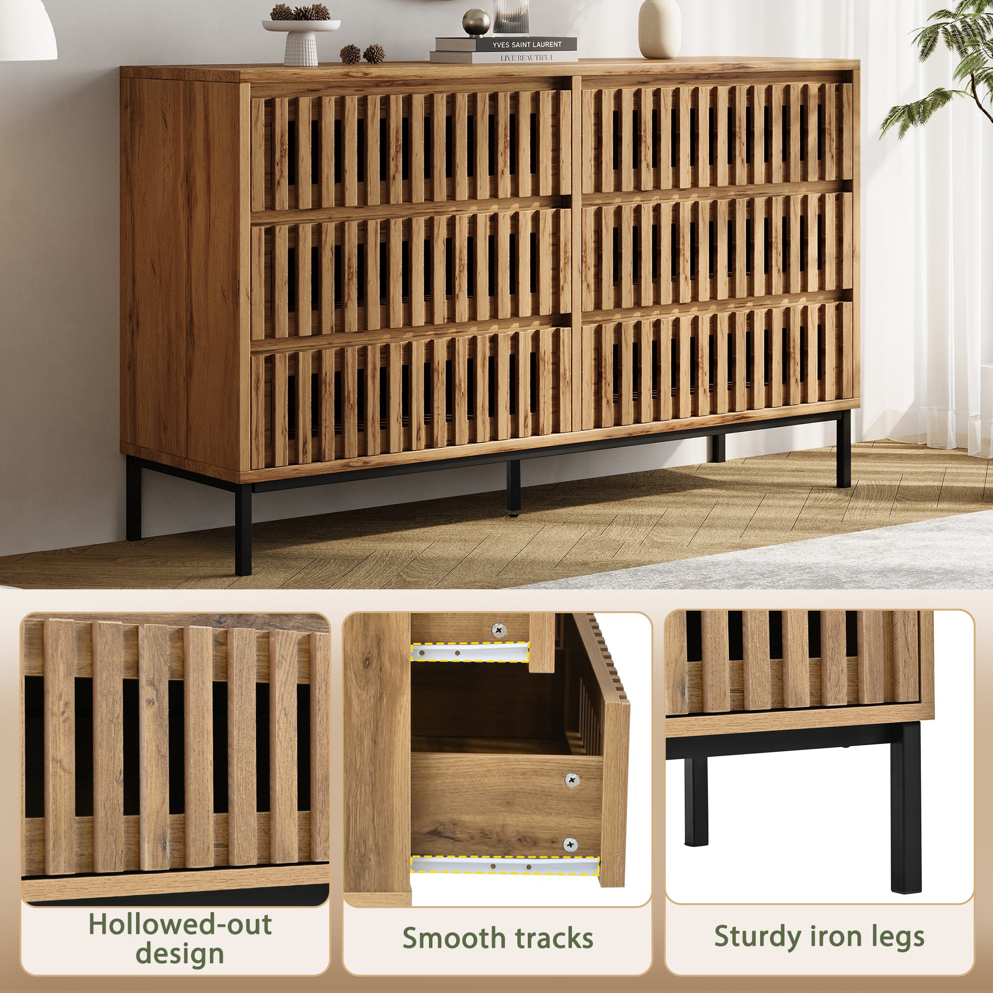 Sideboard ,Storage Cabinet,Kitchen Cupboard ,120 X 40 X 81 Cm,Wood — image 2