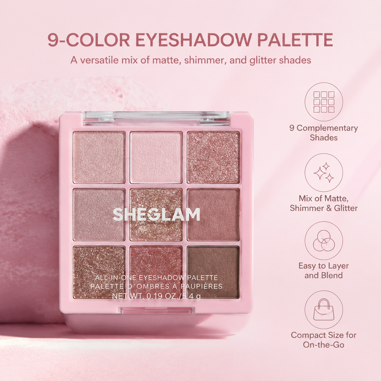 Multi-color Eyeshadow Palette - Shimmer, Matte, Portable, Everyday & Commute Makeup Palette