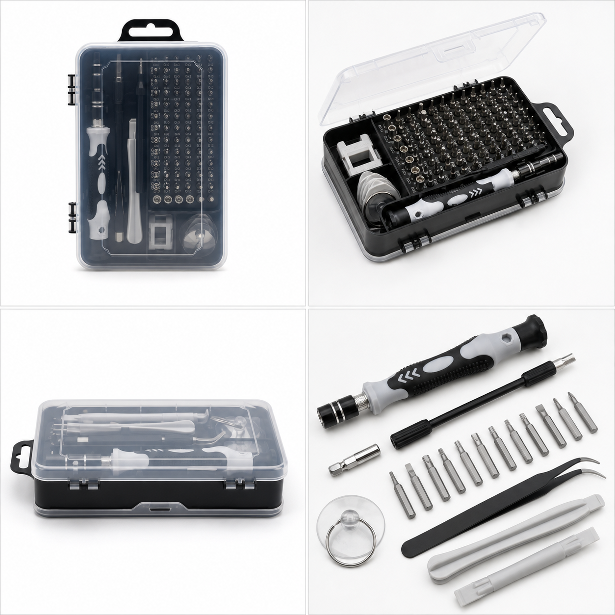 Steel Precision Screwdriver Bit Set With Anti-slip, Boosted Grip Handle And Suction Cup