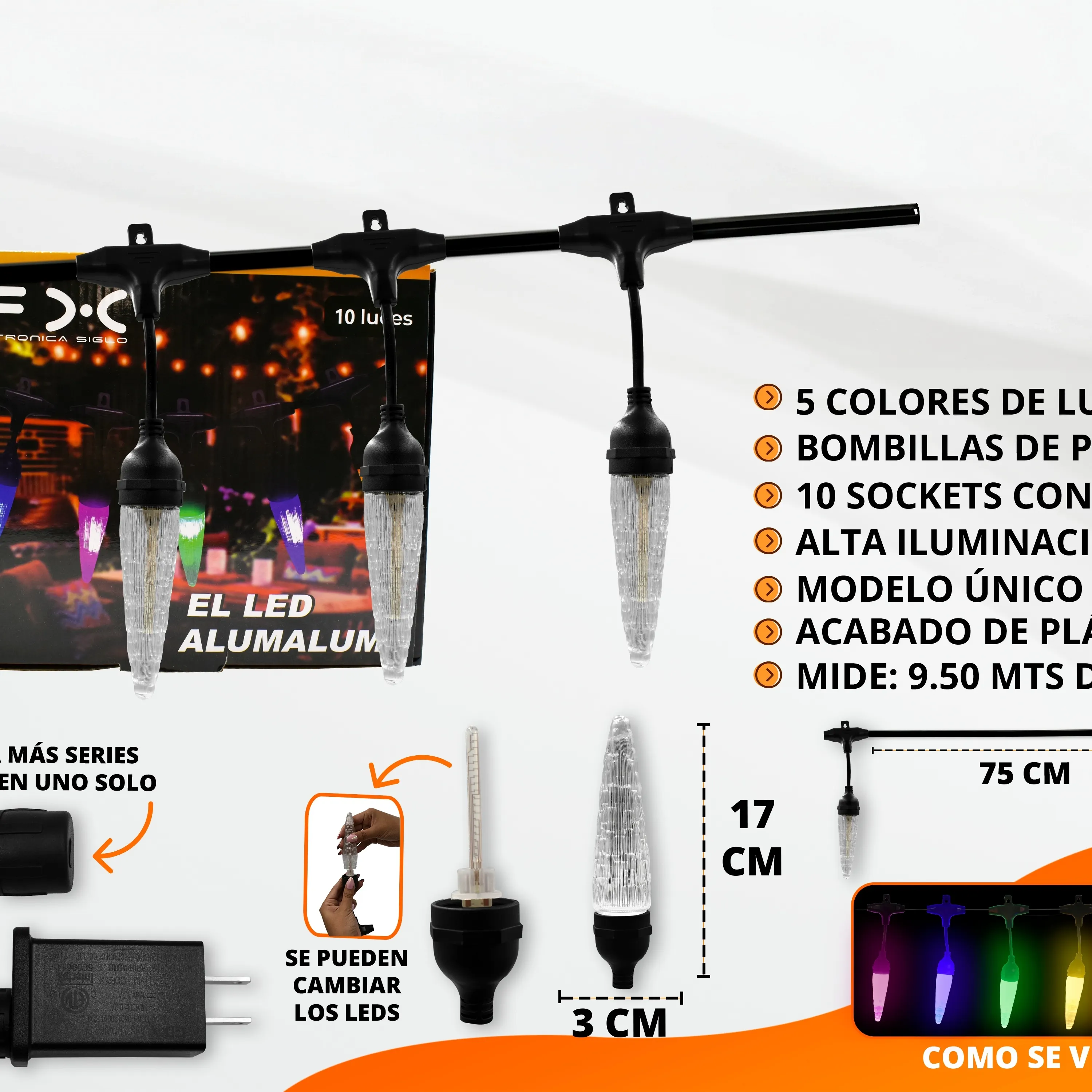 Led Five-color High-brightness Plastic Decorative Light String