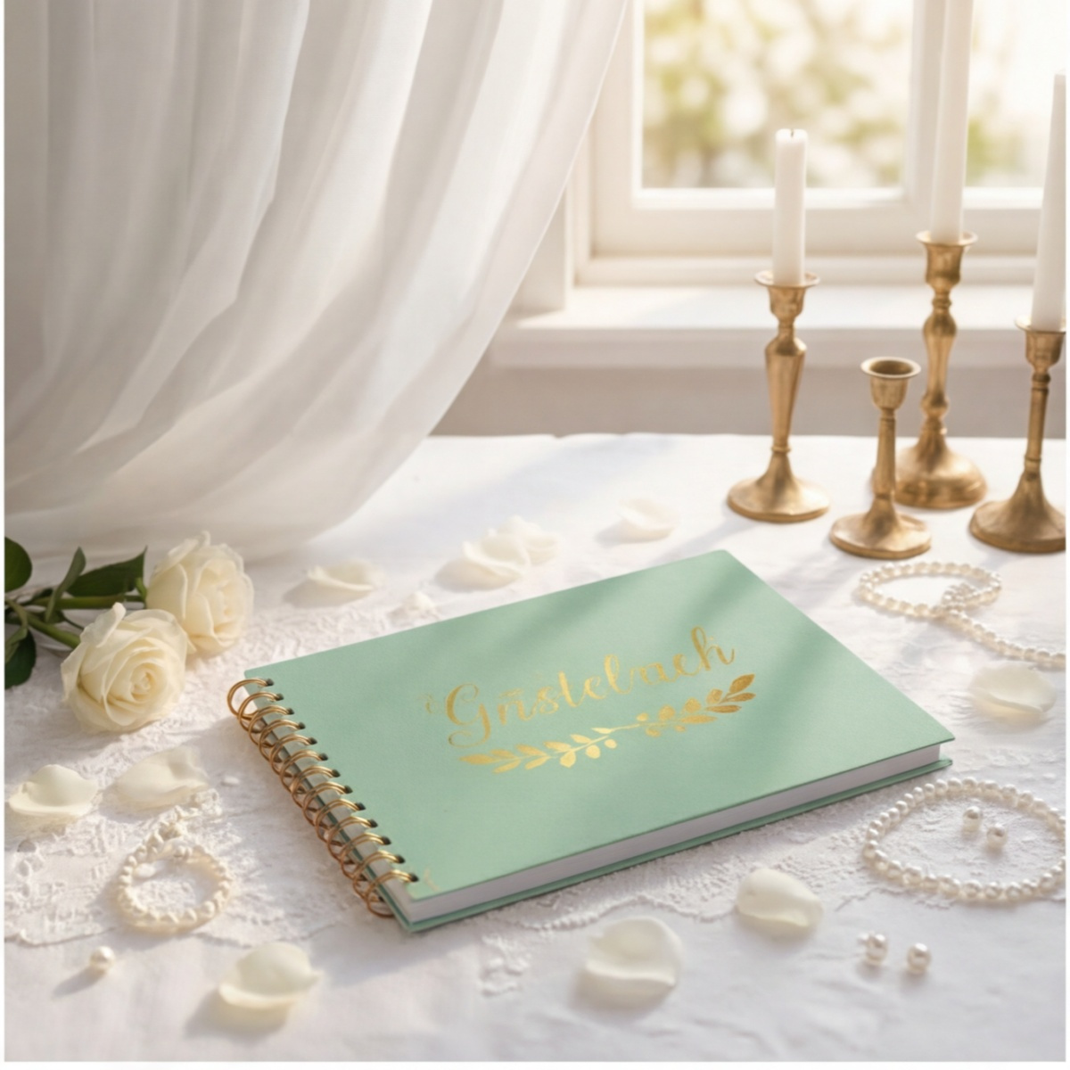 Guest Book In Soft Mint Green, Versatile Guest Book For Weddings, Birthdays, And Christmas, Stylish Hardcover 