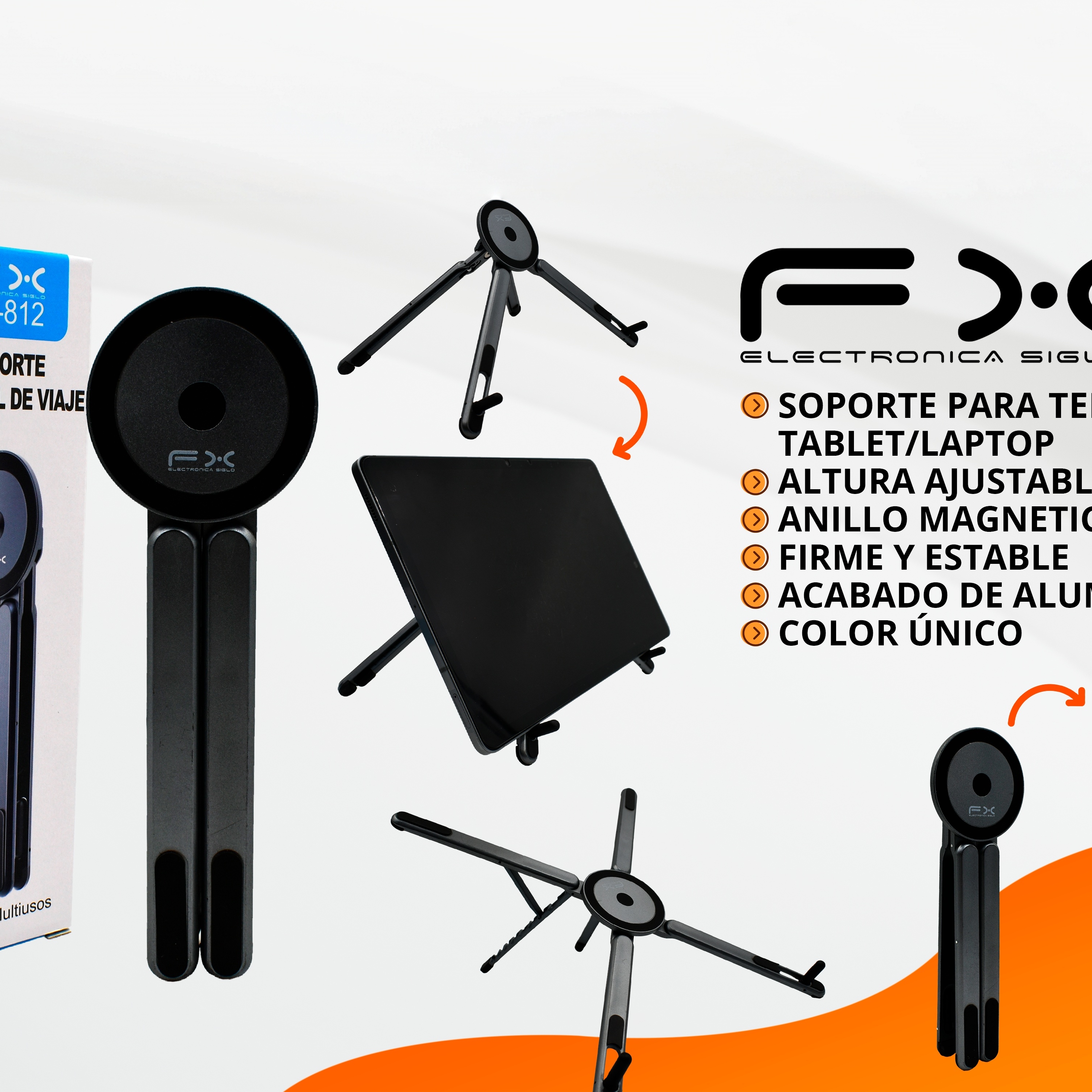 Tablet Stand - Aluminum Alloy Magnetic Ring, Height Adjustable, Universal For Phones And Laptops
