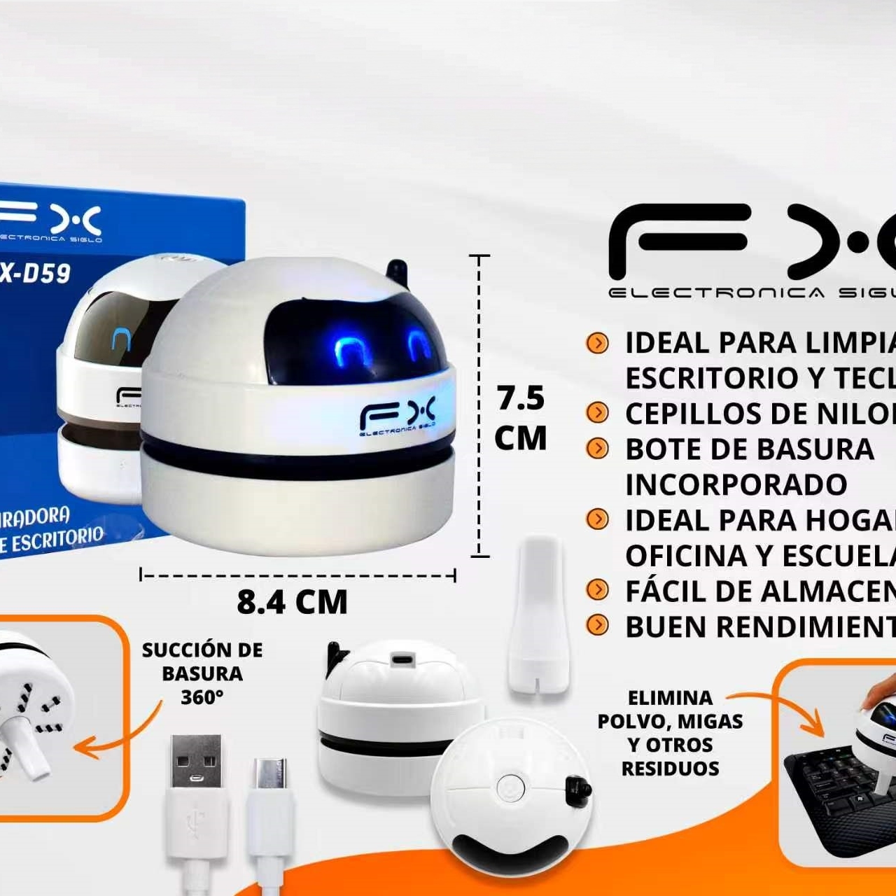 Desktop Vacuum Cleaner - Ideal For Desks, Keyboards, With Nylon Brush Head And Built-in Dustbin - Perfect For Home, Office, And School