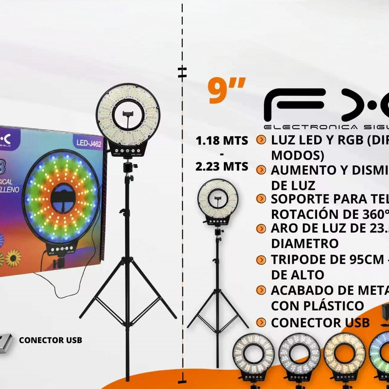 Luz de Streaming con Trípode y Soporte Giratorio