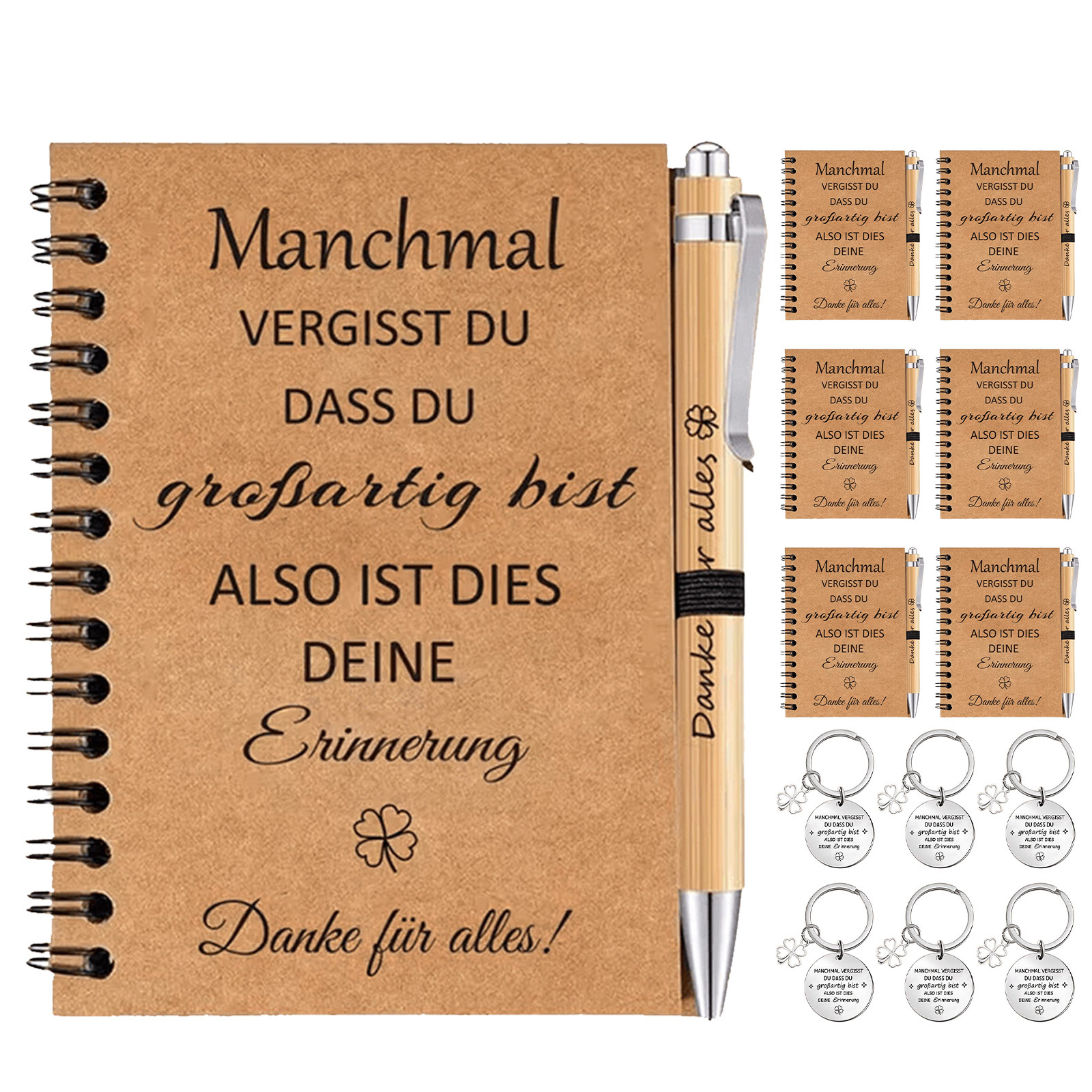 6-Piece Motivational Gift Set For Coworkers, Including A Notebook, Keychain, And Pen; Practical Gift Set For Birthdays, Christmas, Farewells, And Anniversaries—Party Accessory Set