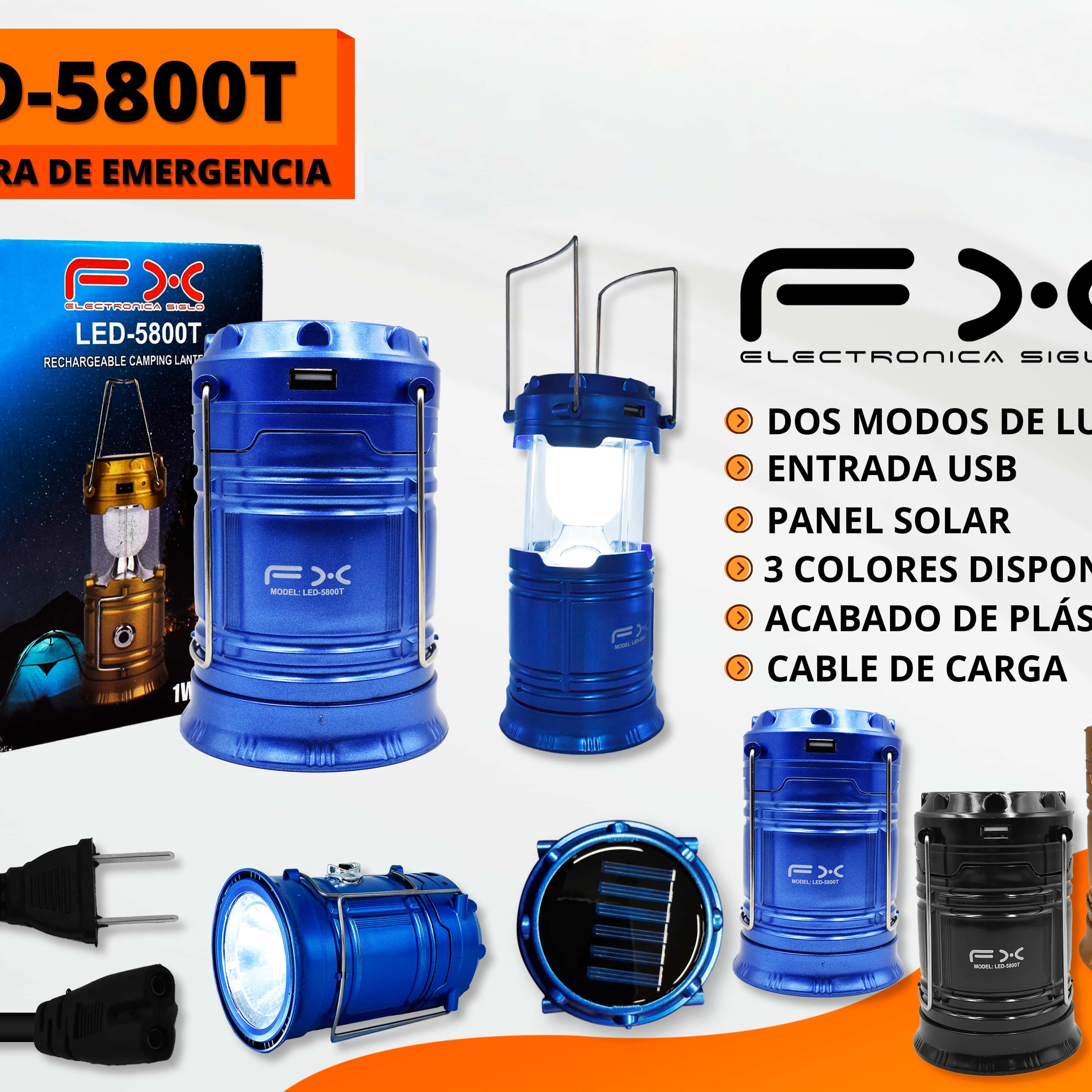 Led Emergency Camping Lantern - Solar & Usb Rechargeable, Dual Light Source, Portable For Home Use