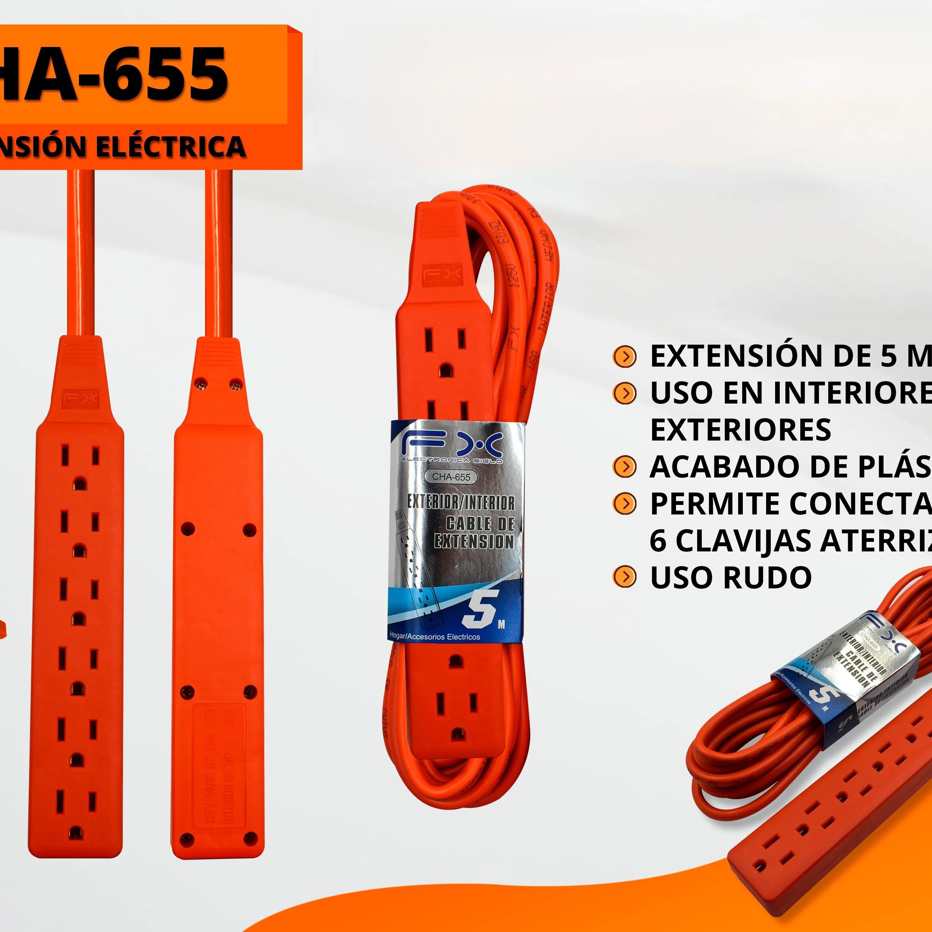 Power Extension Cord Strip Grounded 6-outlet Indoor