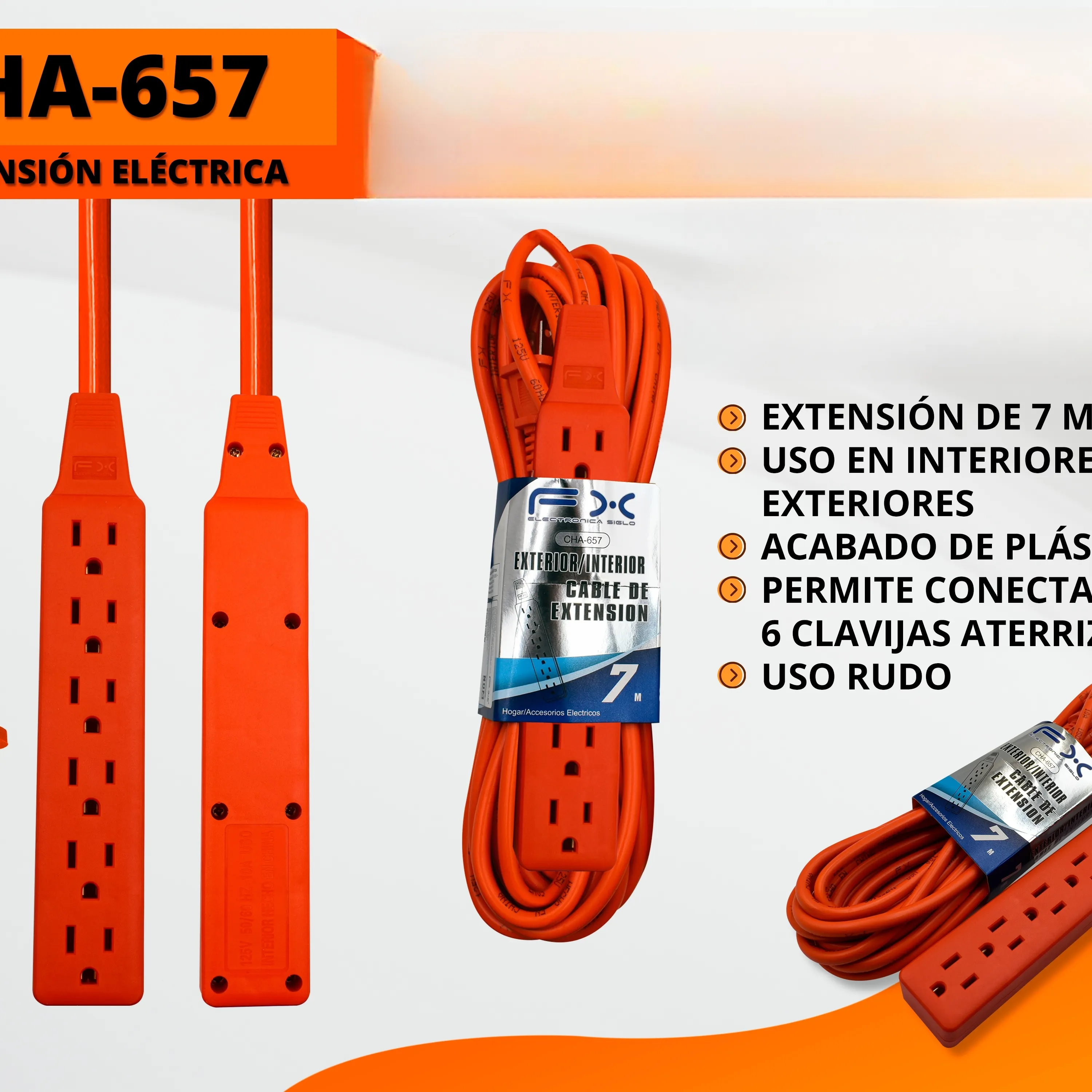 Power Extension Cord 6-outlet Grounded Indoor outdoor