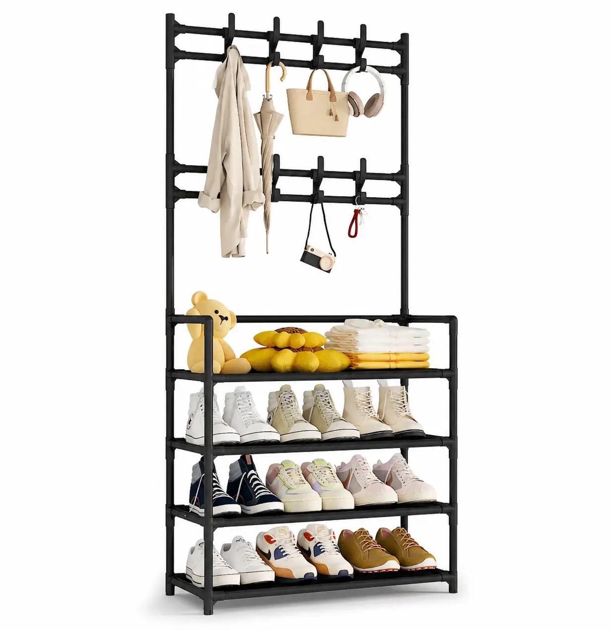 Four-tier Freestanding Shoe And Hat Rack