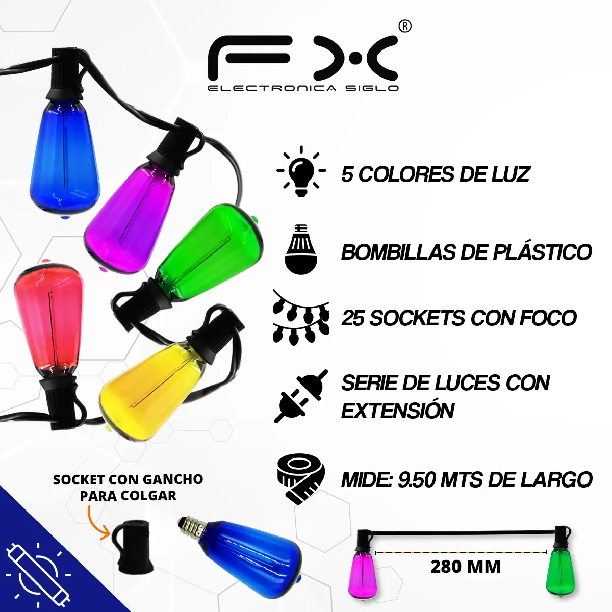 Five-color Plastic Bulb Decorative Light String