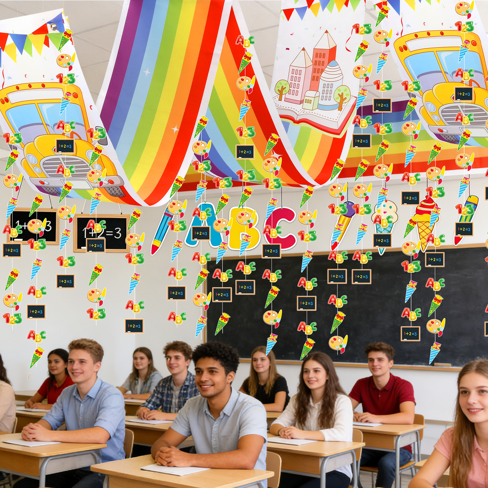 First Day Of School Decoration Set ; Back-to-School Decoration Package For Garlands And Hanging Decorations; Complete Decoration Package For The First Day Of School Celebration