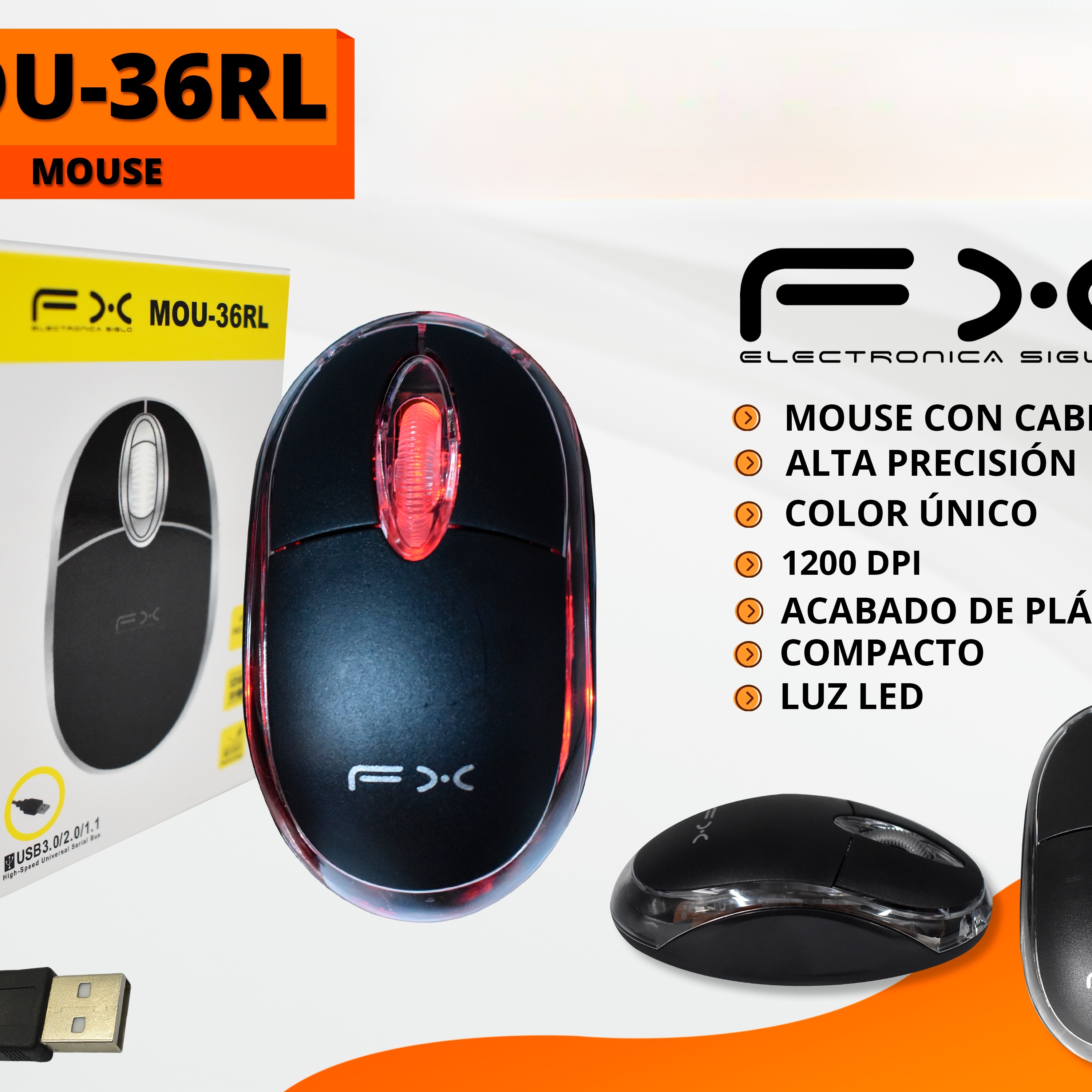 Wired Mouse 1200dpi High Precision Led Light For Home Office