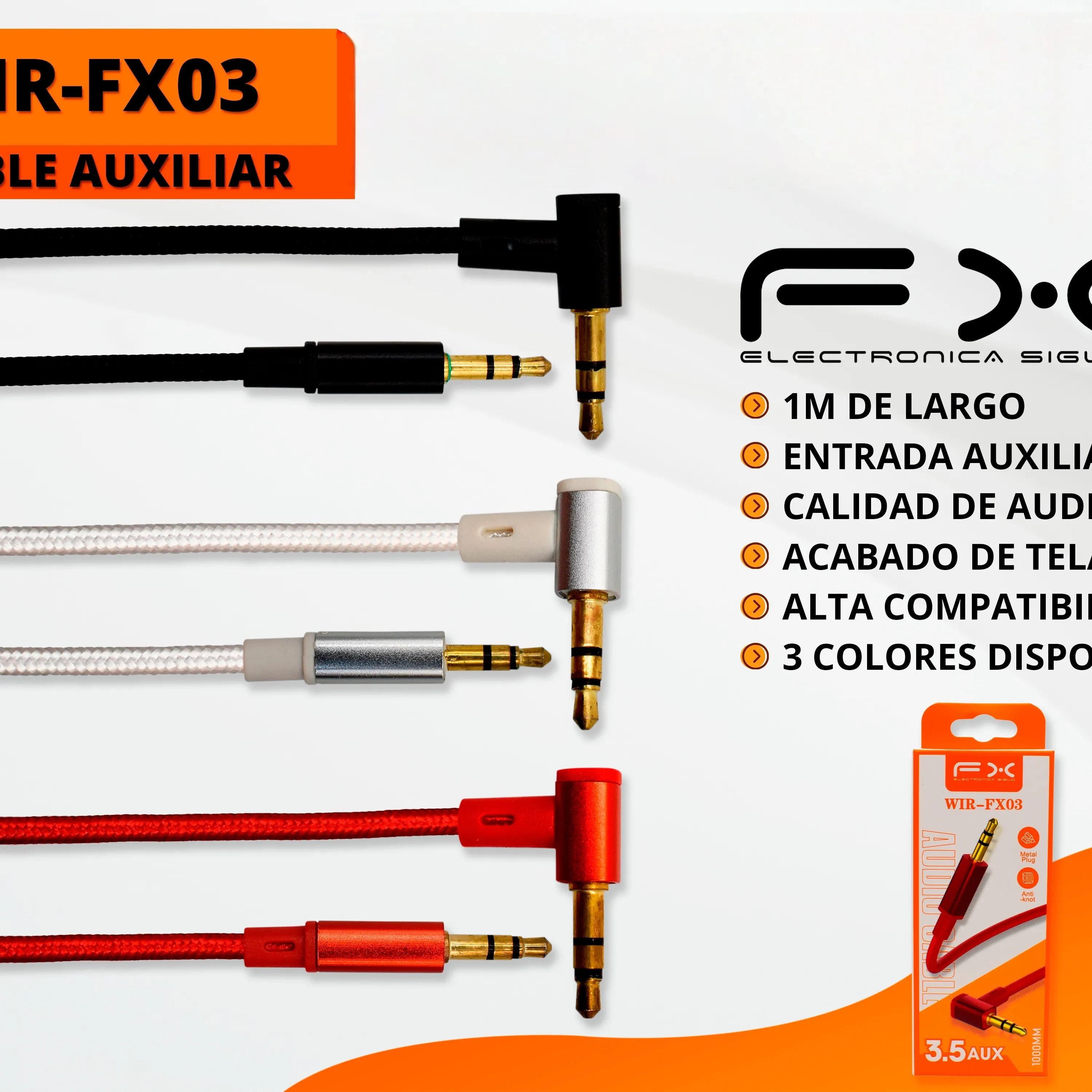 3.5mm Aux Audio Cable Black 1m Headphone
