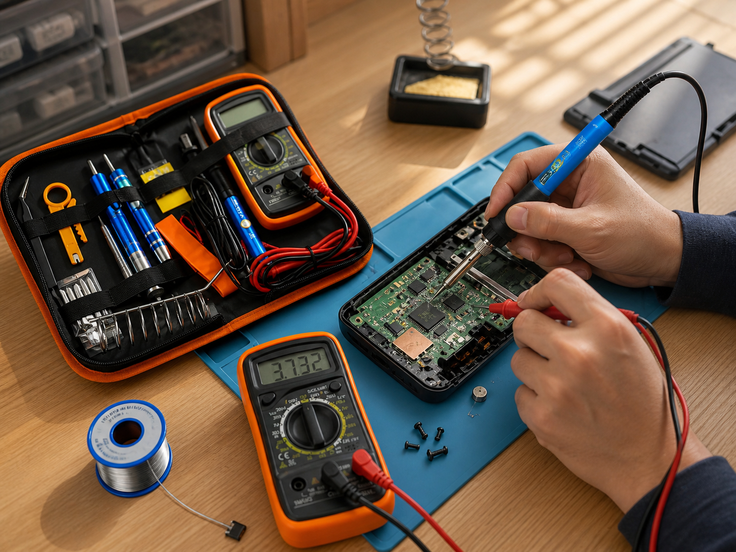 Electronic Repair Tool Kit - Pen Type Soldering Iron, Digital Multimeter, Metal Soldering Iron Tip