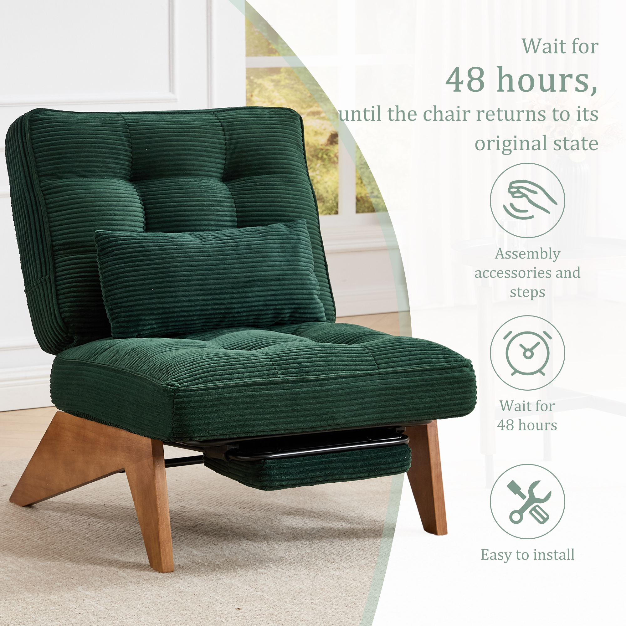 GOMYWAY Accent Chair With Integrated Foldable Ottoman
