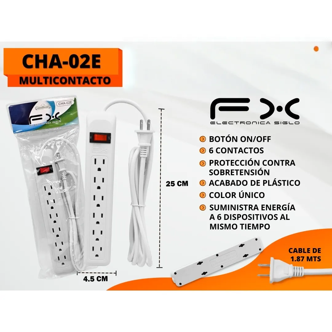 Power Strip, 6-outlet, With Switch, Overload Protection