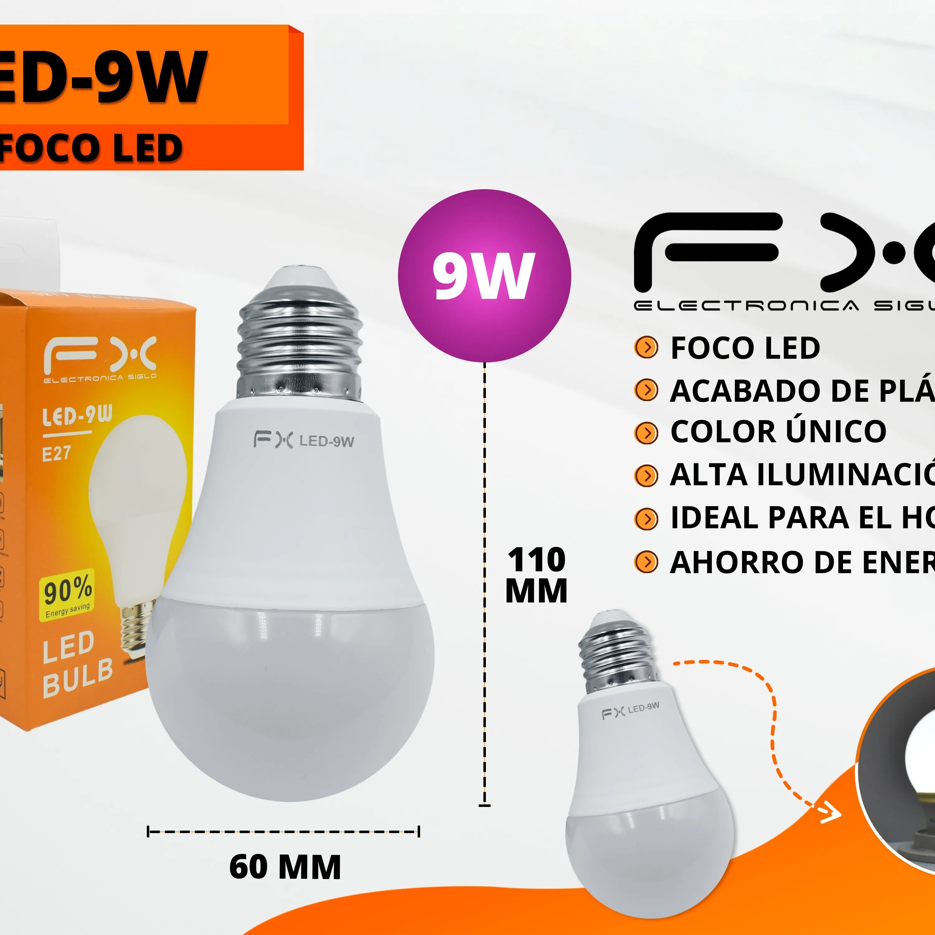 Led Bulb 9w Cold Light E27 Screw