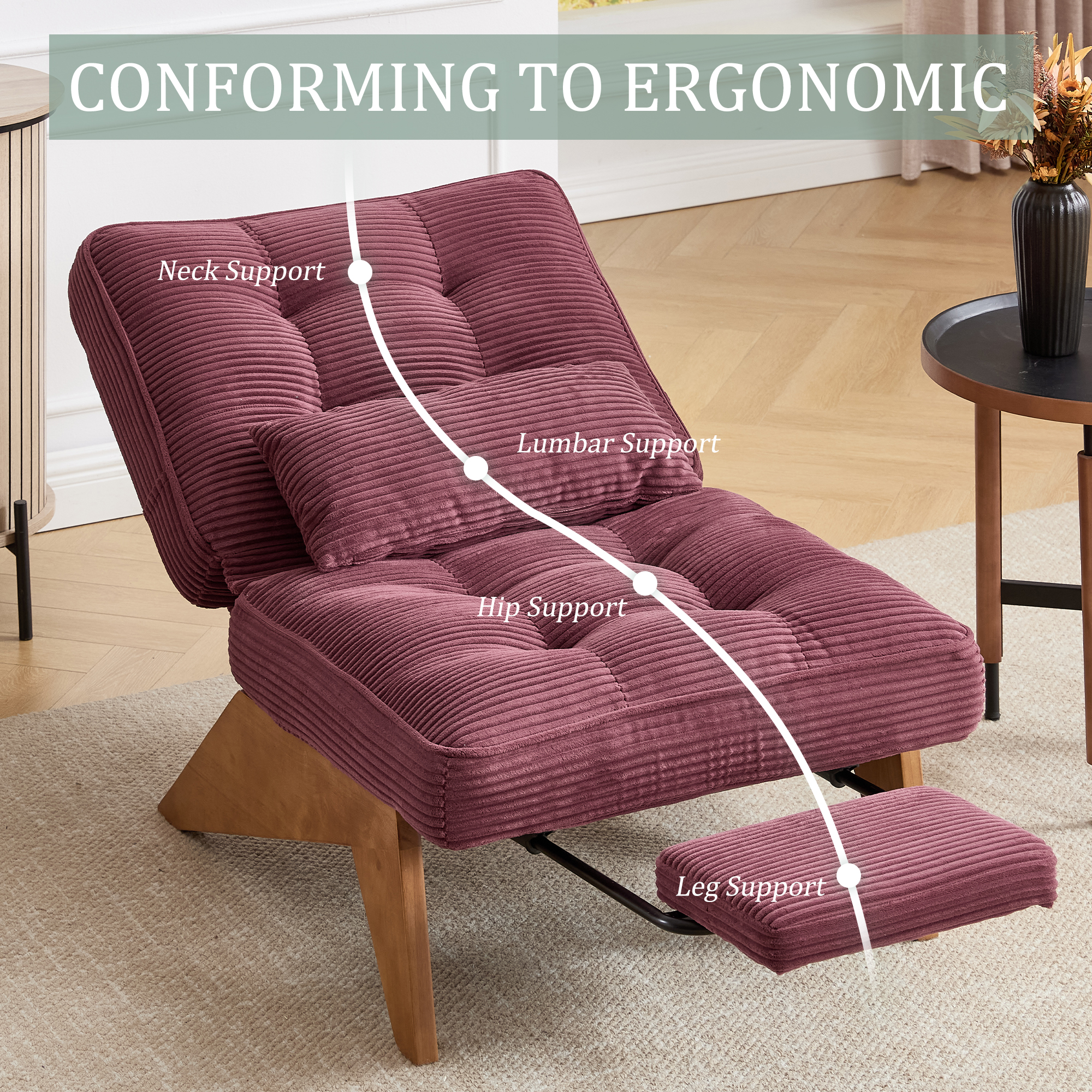 GOMYWAY Accent Chair With Integrated Foldable Ottoman