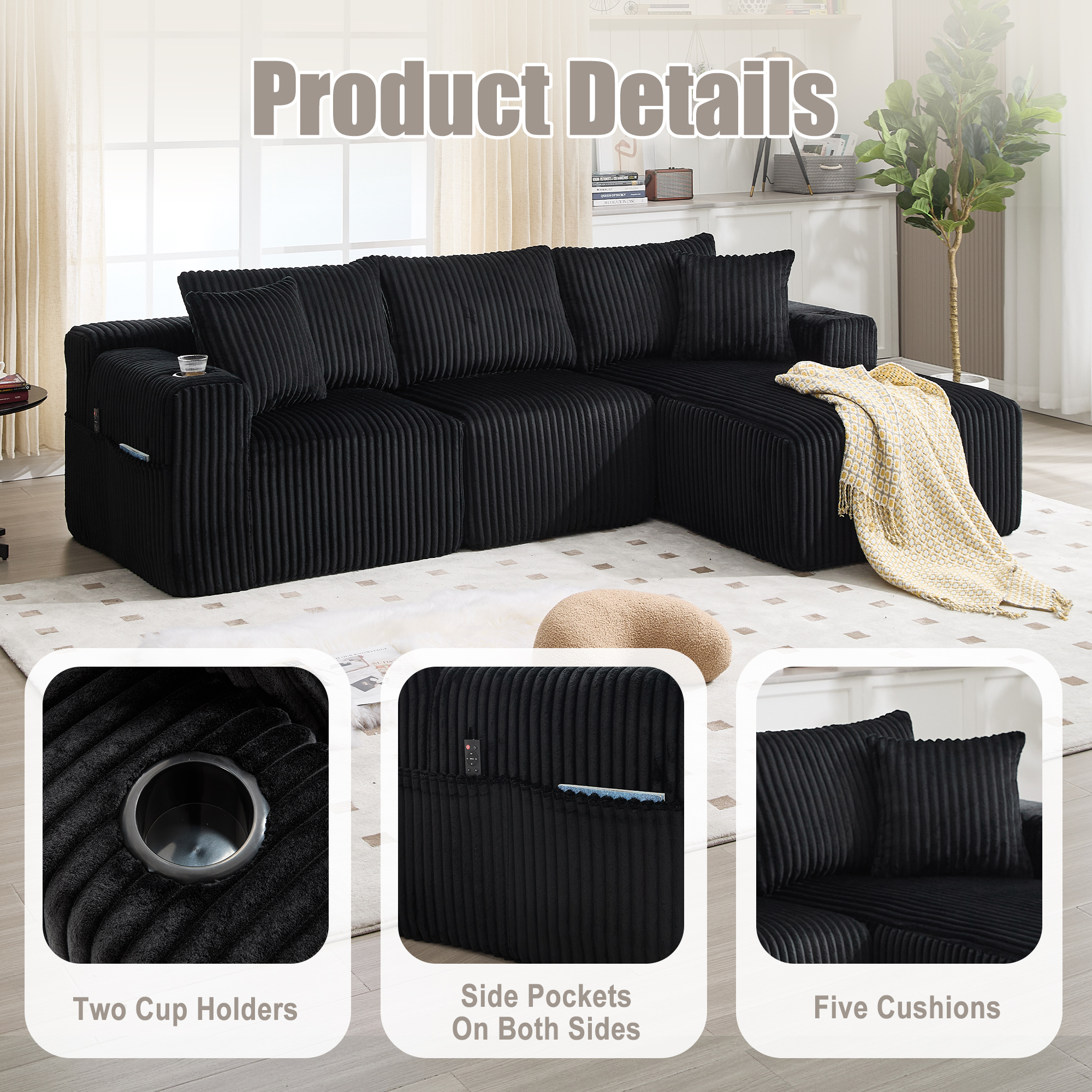 GOMYWAY Modular Sectional Sofa, L Shaped Comfy Cloud Couch With Deep Seat — image 4