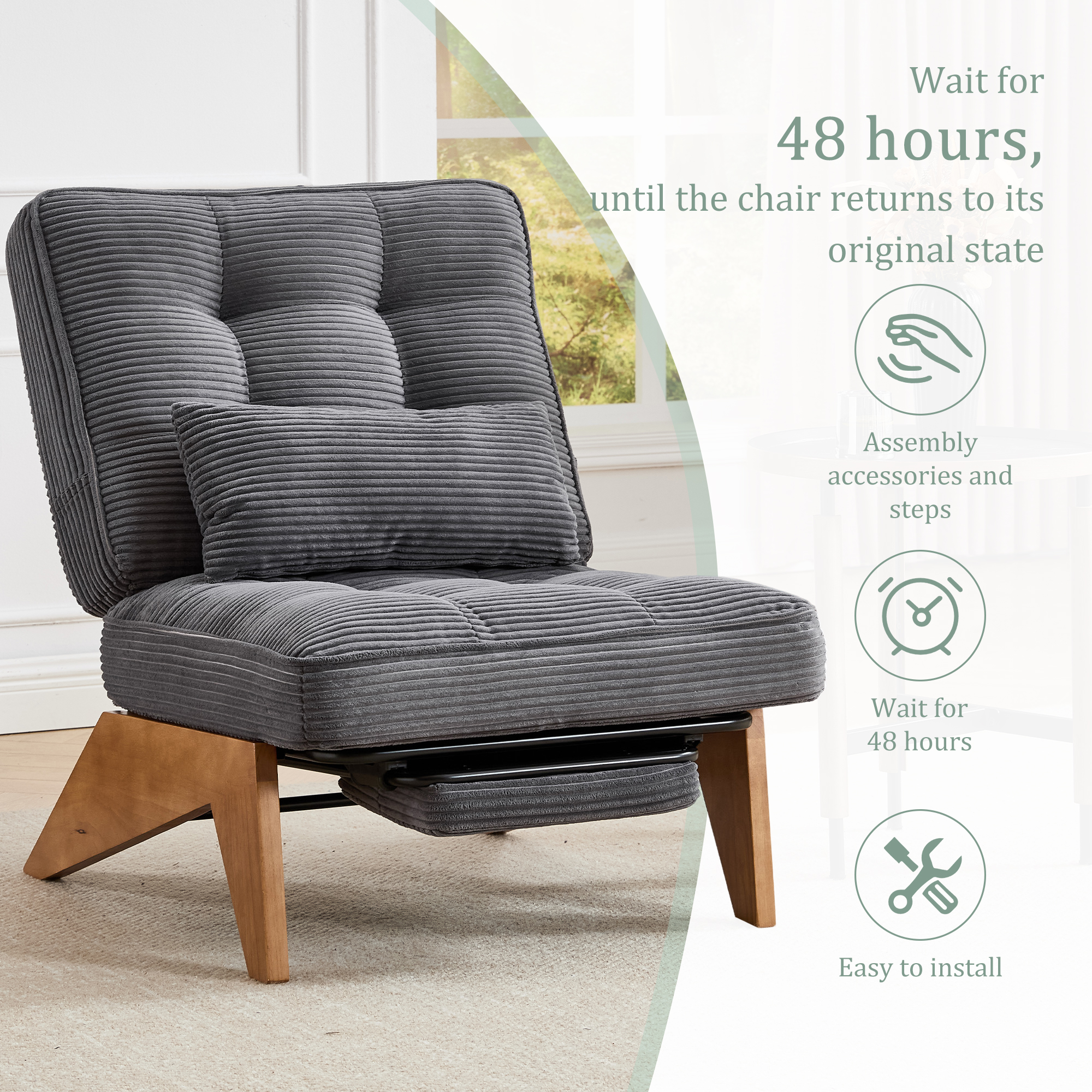 GOMYWAY Accent Chair With Integrated Foldable Ottoman