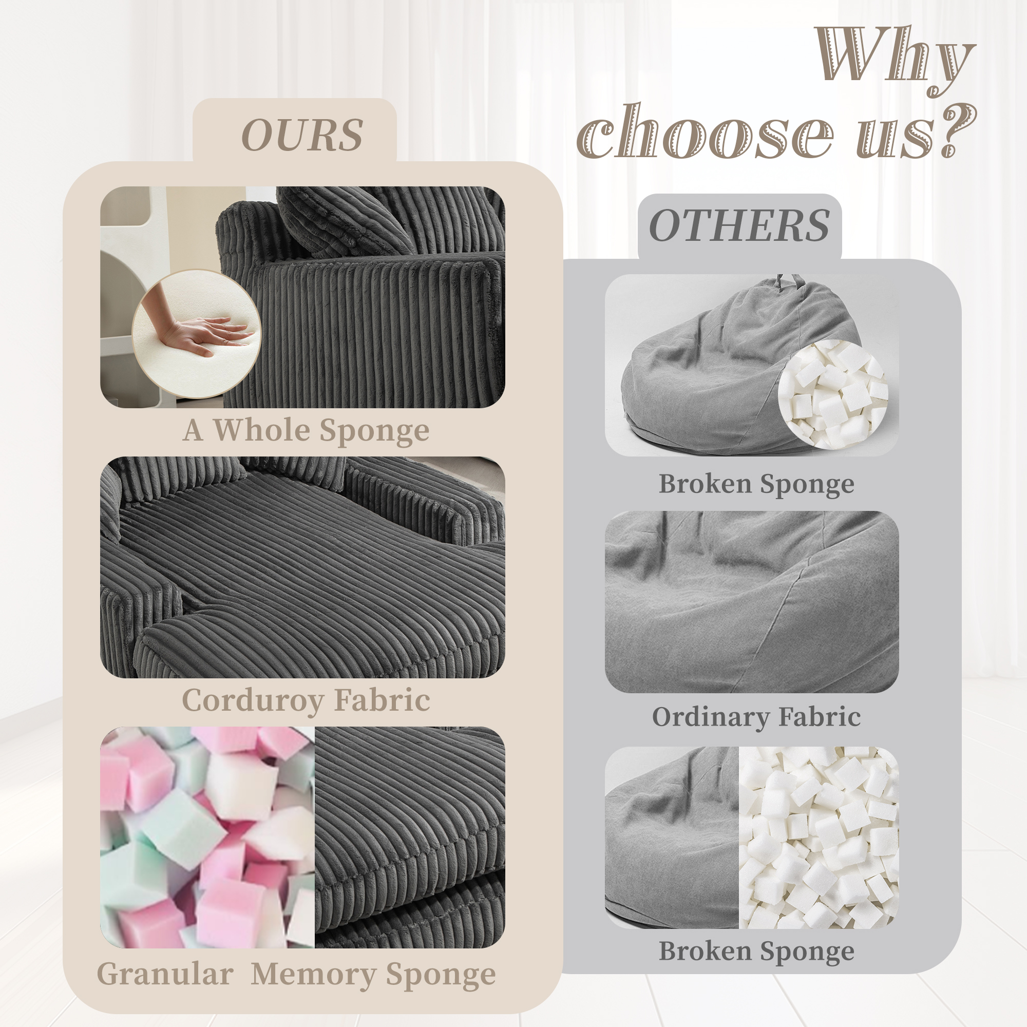 GOMYWAY Chaise Lounge Chair Indoor Bedroom, Oversized Sofa Upholstered Soft — image 3