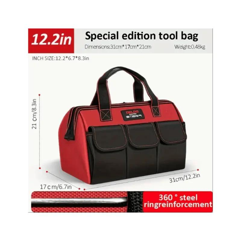 Bolsa de ferramentas de pano Oxford impermeável com vários bolsos, alça reforçada e organizador de reparo