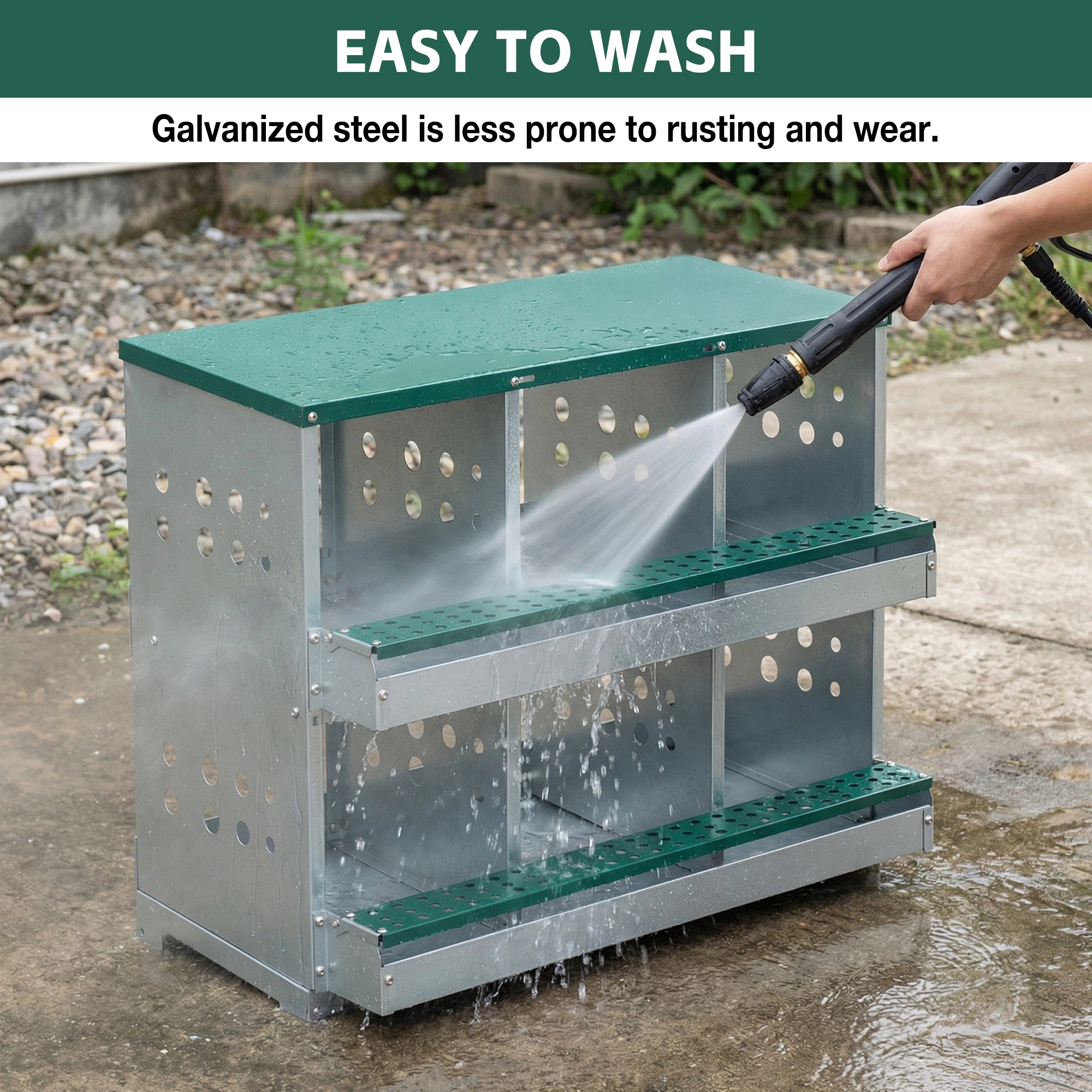 81cm X 42cm X 62cm 6-Compartment Chicken Nesting Box, Galvanized Steel Rollaway — image 3
