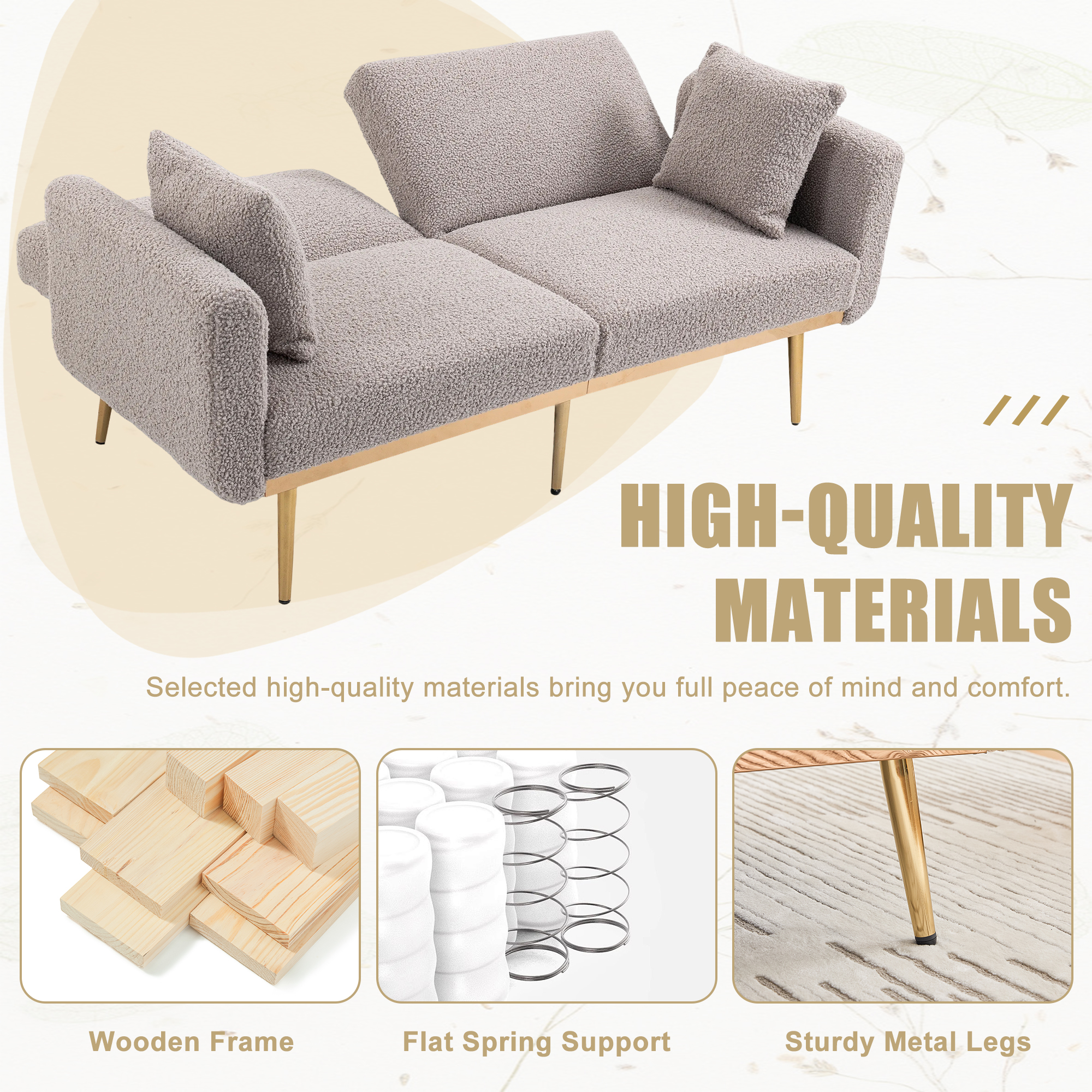 GOMYWAY Modern 2-seater Sofa For The Living Room, Velvet Upholstery — image 2