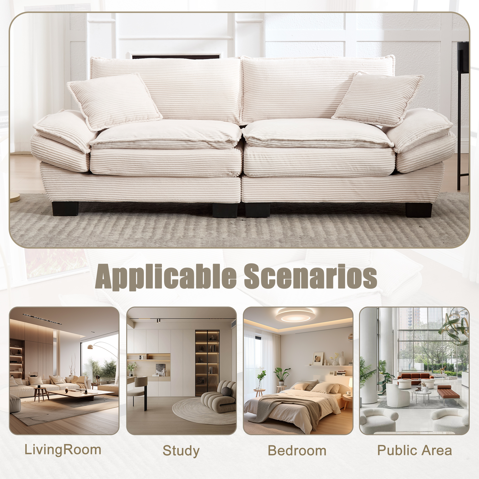 GOMYWAY Oversized Loveseat Sofa, Modern Couch 2 Seater Upholstered Sectional — image 4