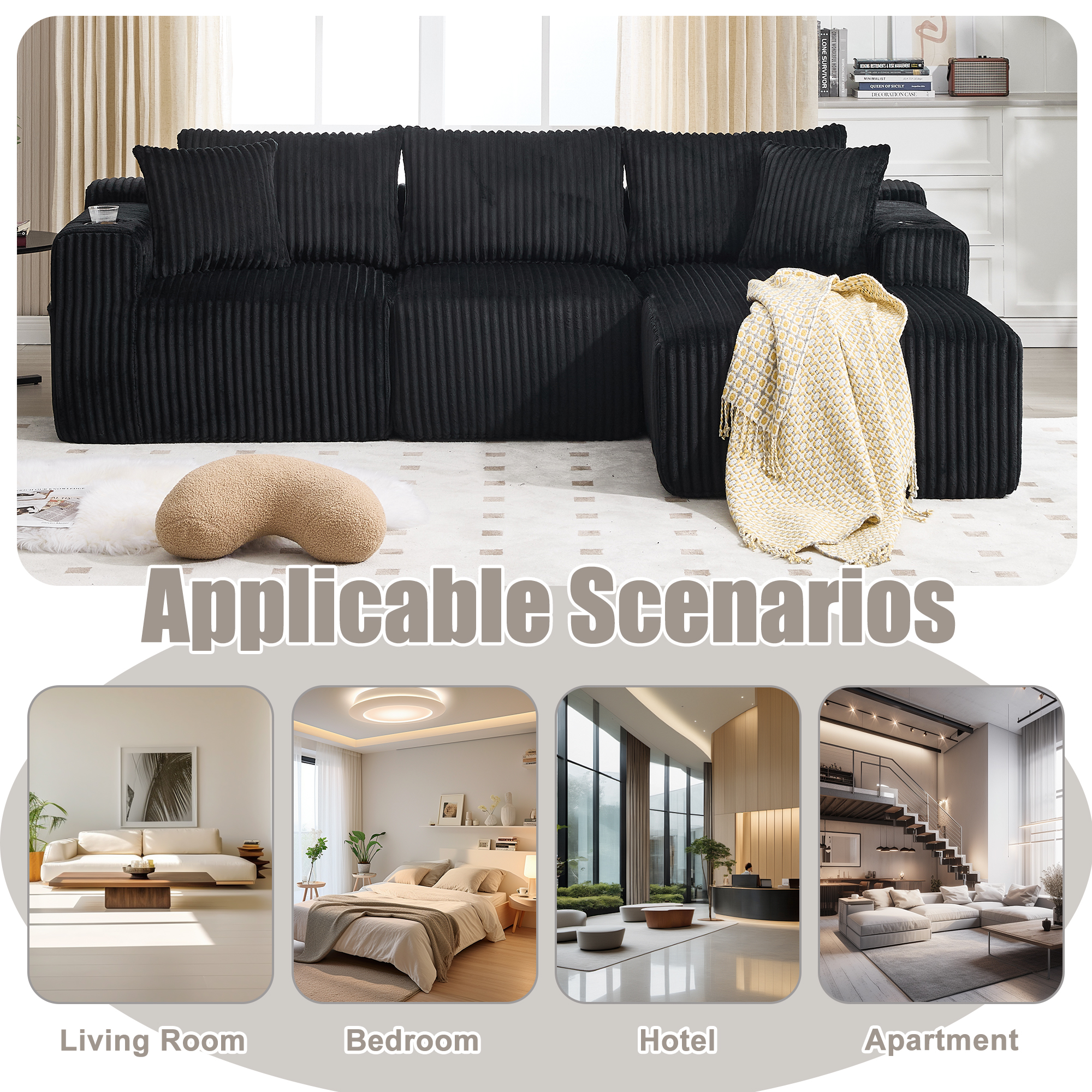 GOMYWAY Modular Sectional Sofa, L Shaped Comfy Cloud Couch With Deep Seat — image 5