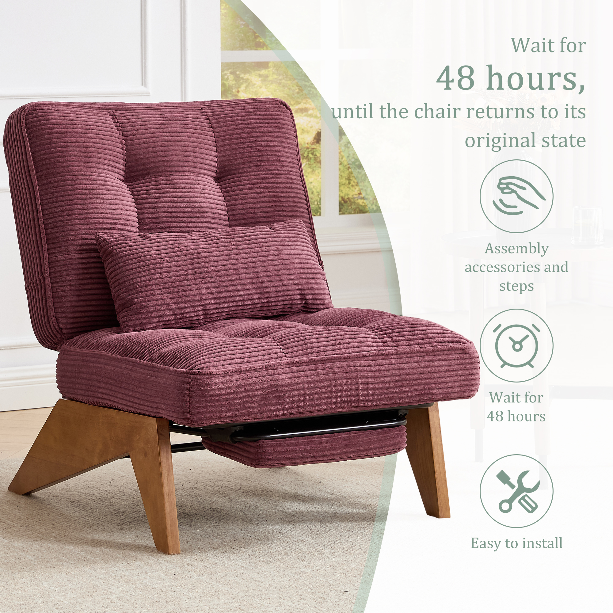 GOMYWAY Accent Chair With Integrated Foldable Ottoman