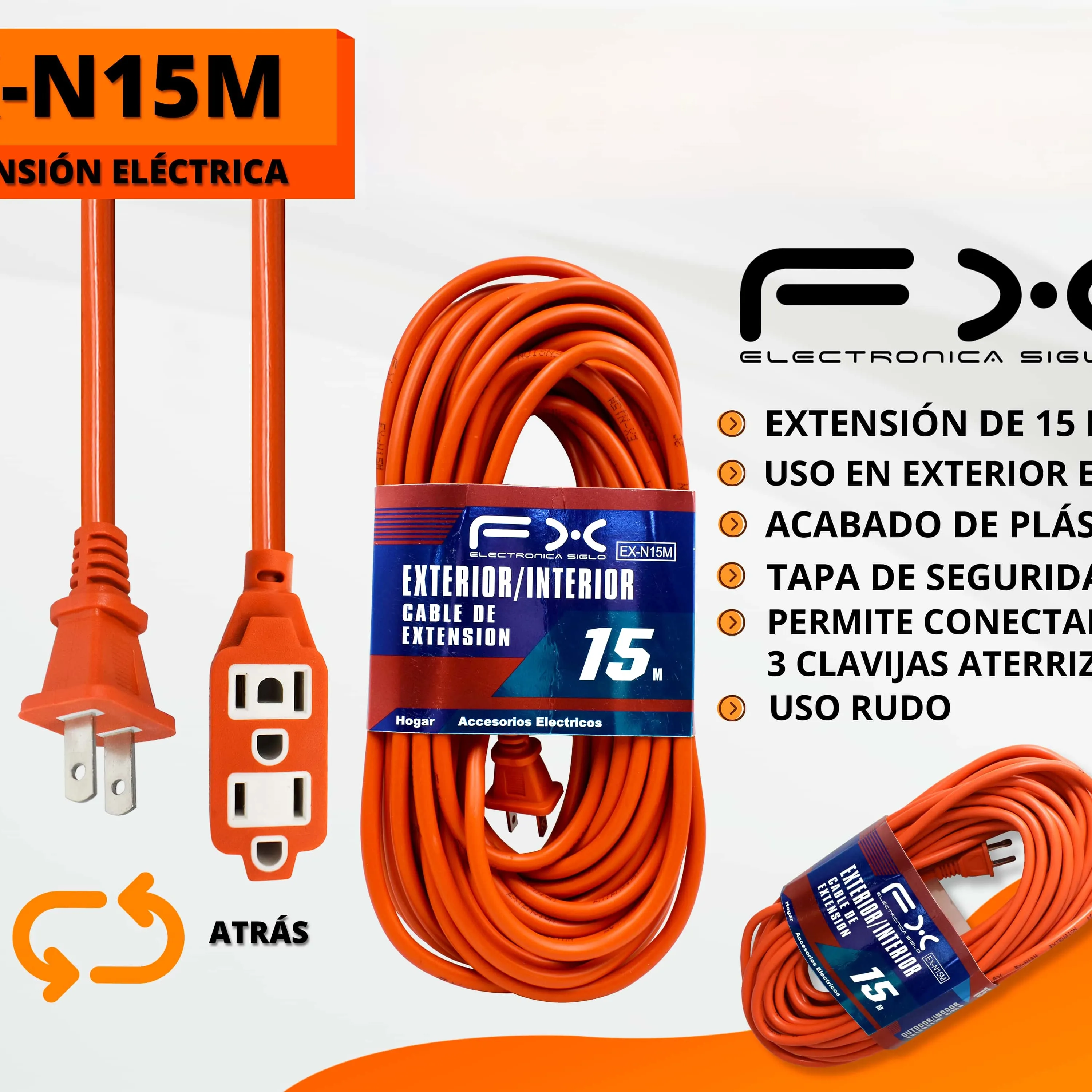 Power Extension Cord With 3-prong Grounded Outlet