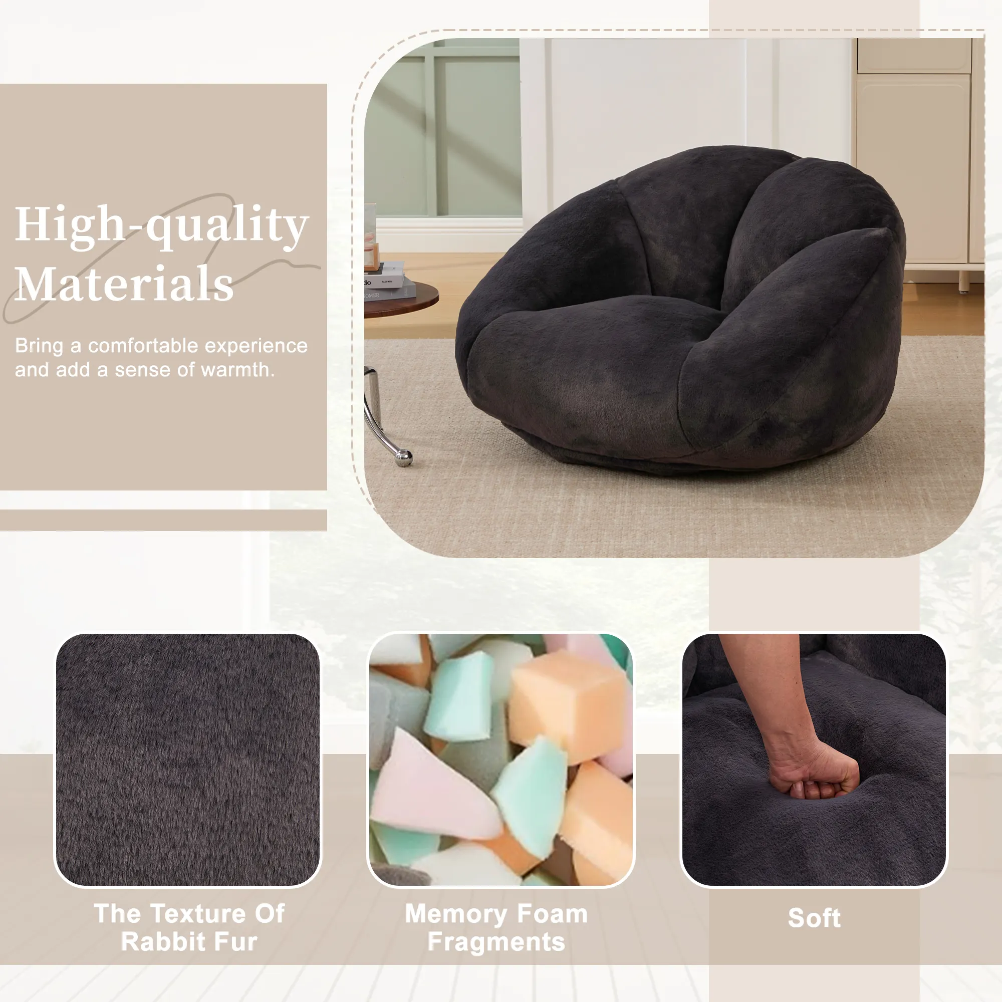 GOMYWAY Bean Bag Chair, Shell-Shaped Couch
