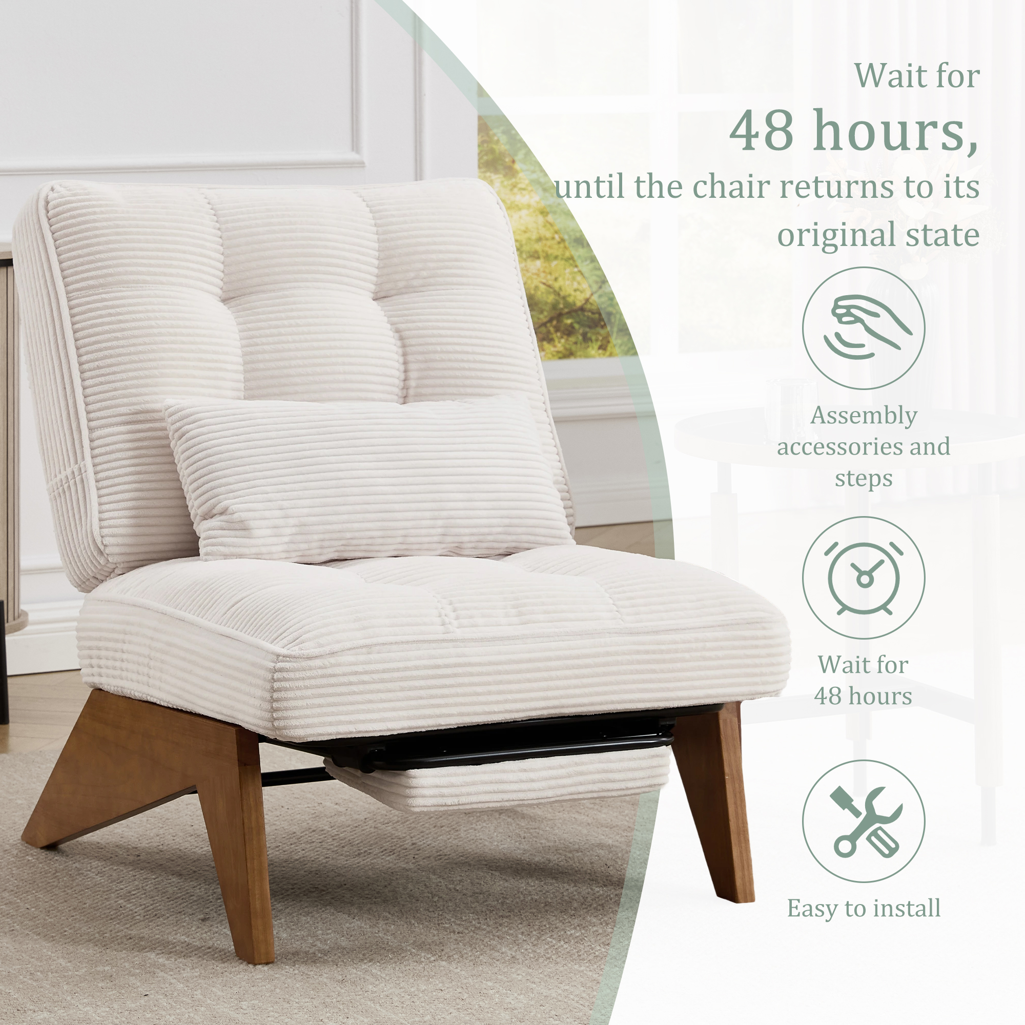 GOMYWAY Accent Chair With Integrated Foldable Ottoman