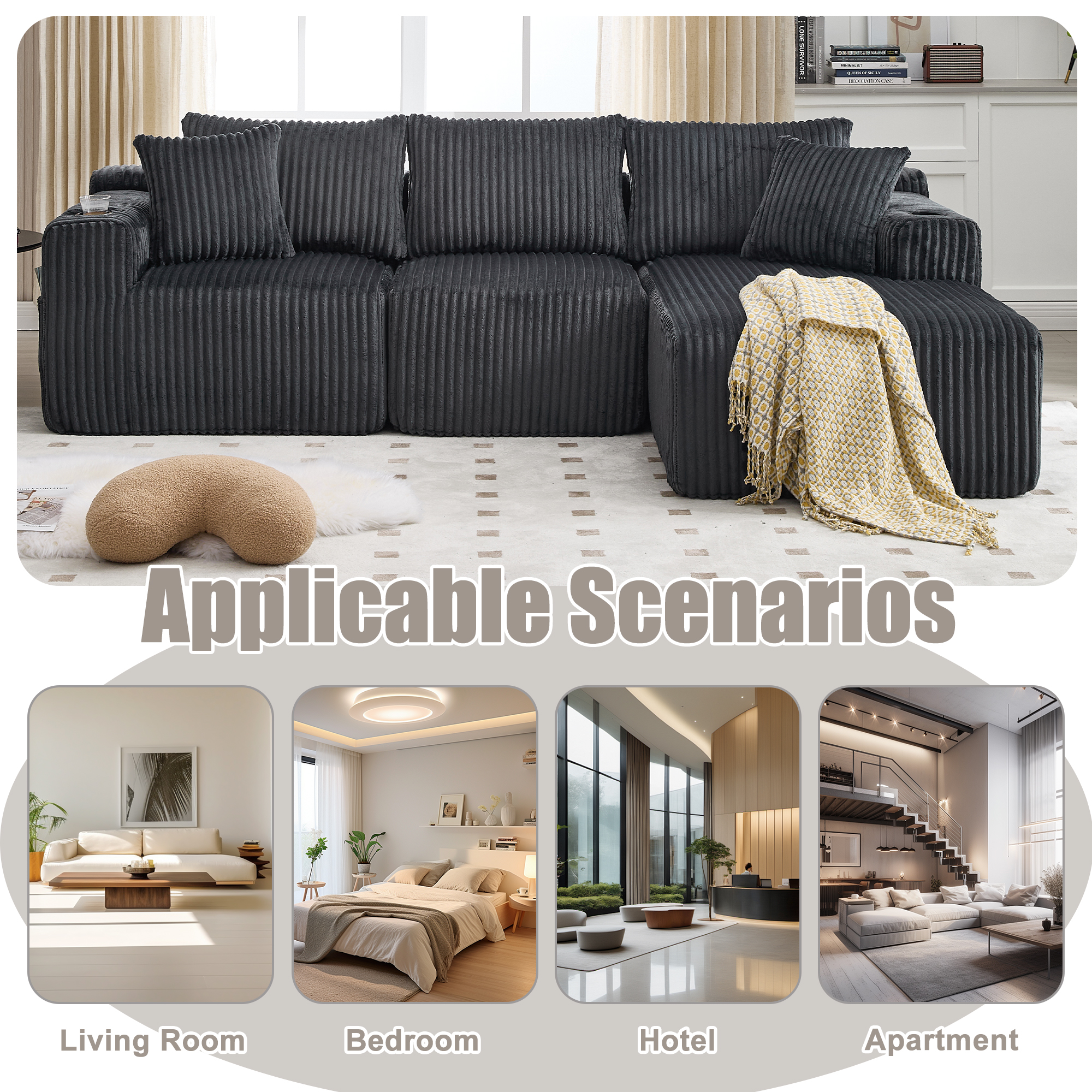 GOMYWAY Modular Sectional Sofa, L Shaped Comfy Cloud Couch With Deep Seat — image 3